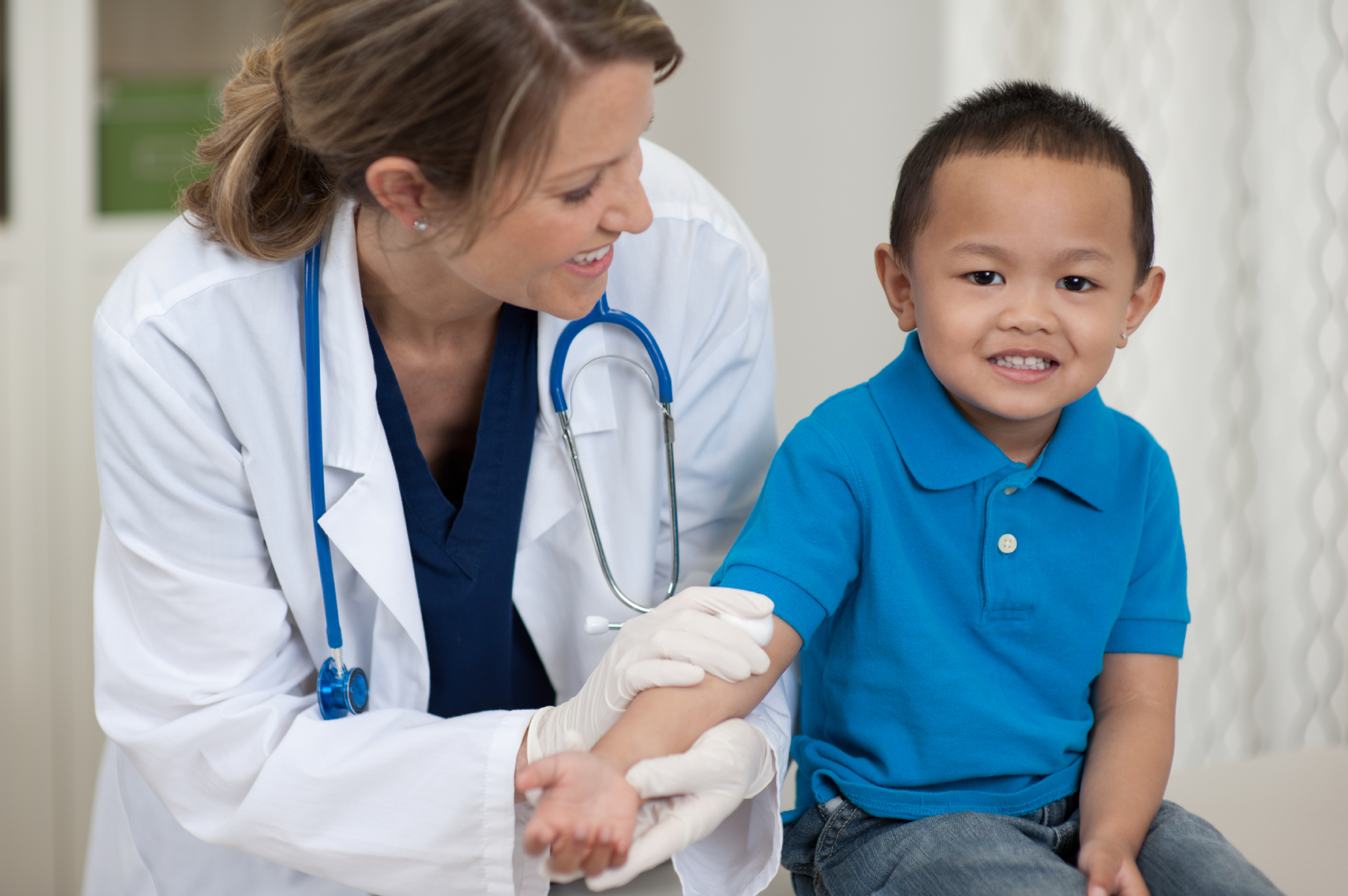 Child getting a medical checkup