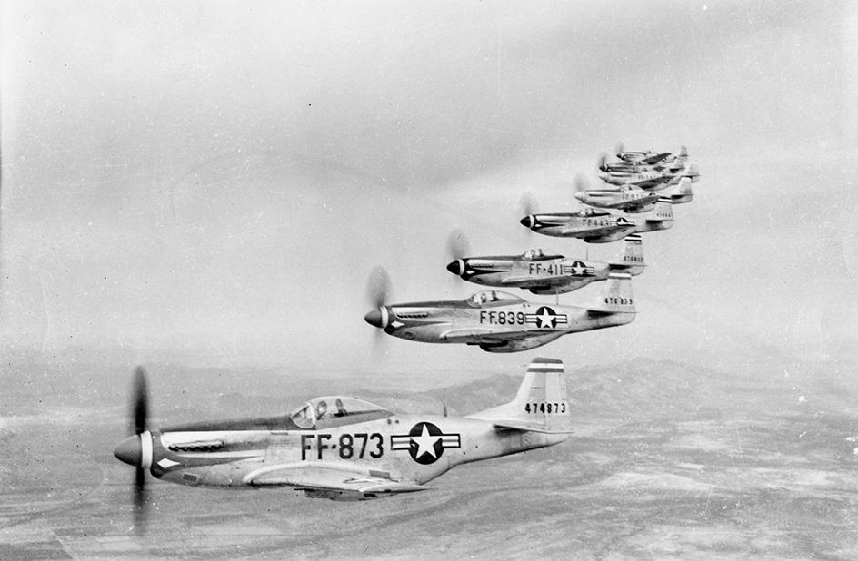 Mustangs in flight