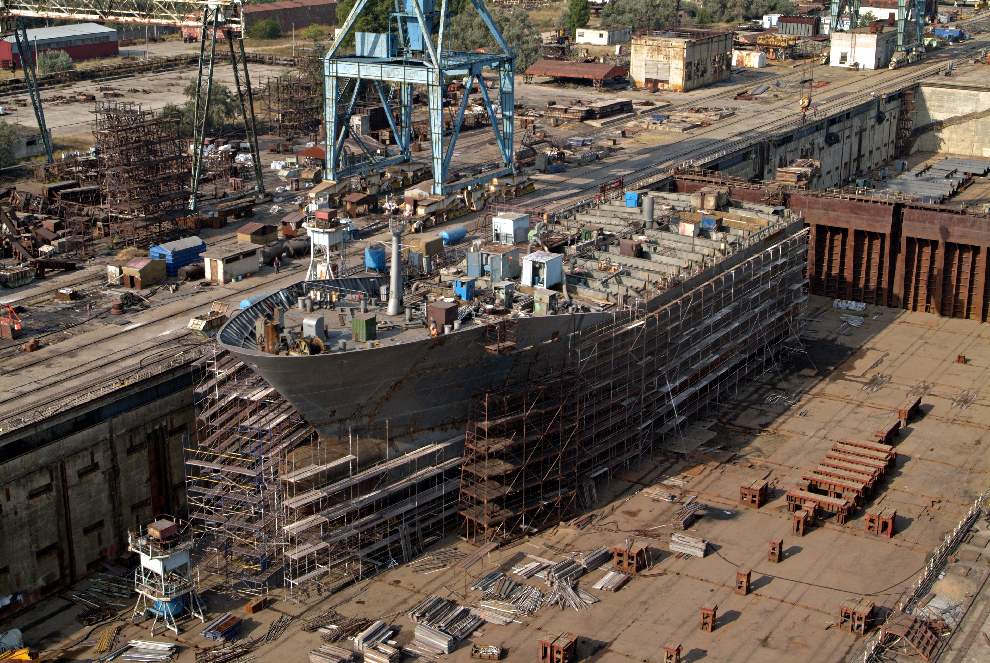 Ship in dry dock