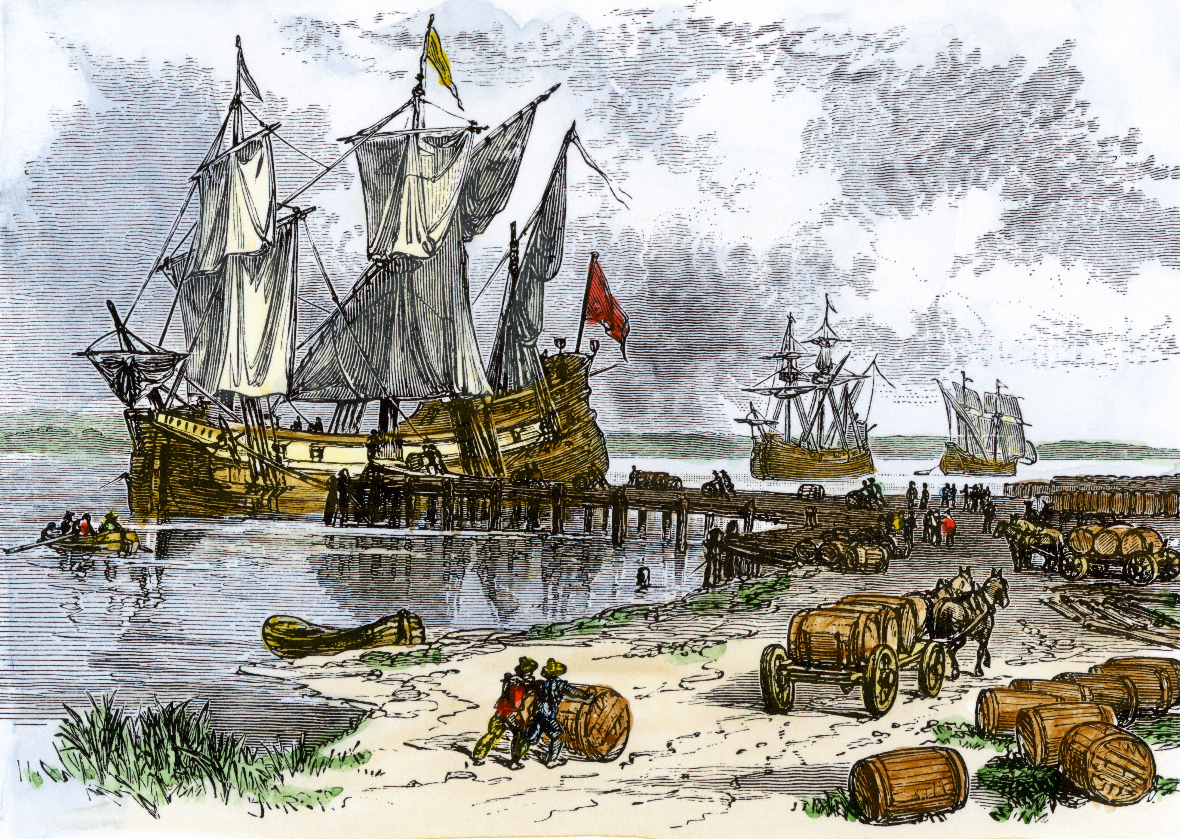 The thriving tobacco trade ensured colonial Jamestown's importance as a port and market