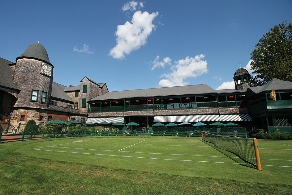 Tennis court at historic Newport Casino