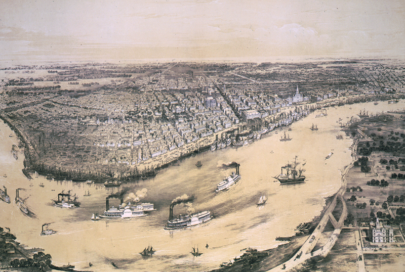 New Orleans's riverfront in the mid-1800's