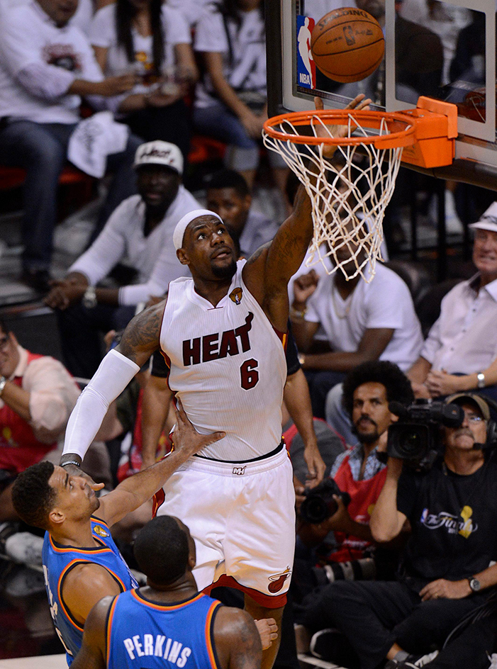 LeBron James making a basket