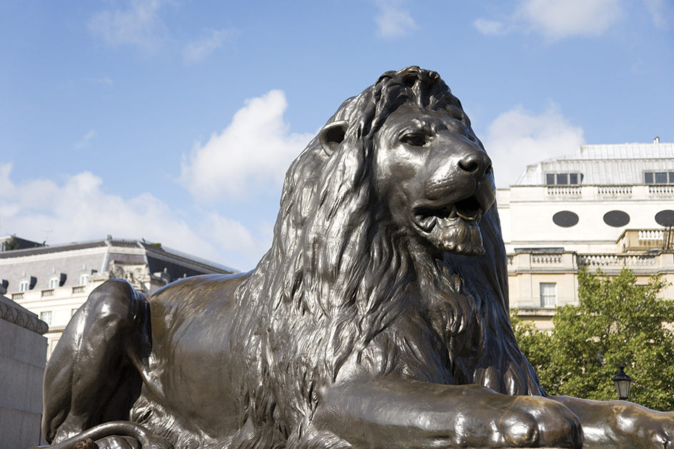 Bronze lion in Trafalgar Square