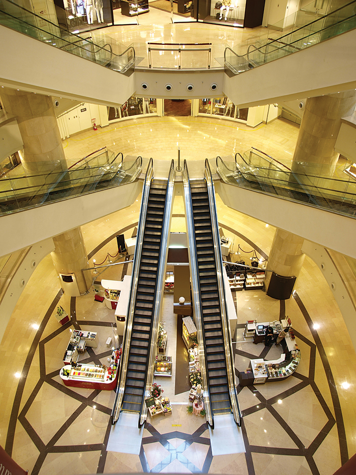 Inside a department store