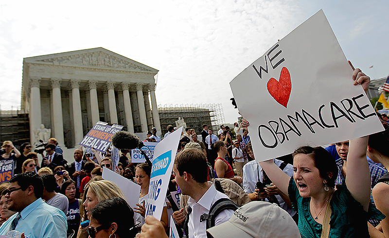 Demonstration by supporters of the Patient Protection and Affordable Care Act