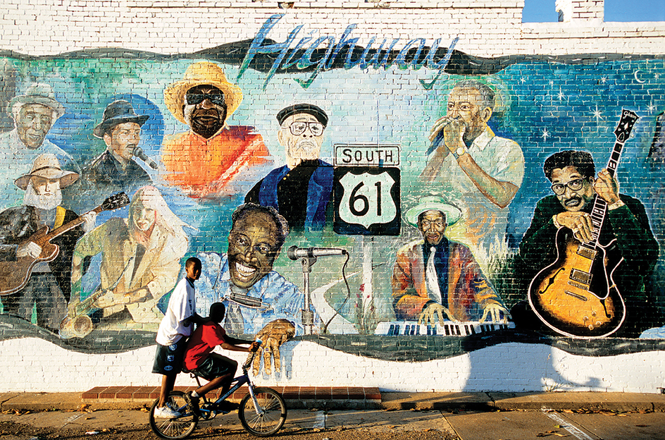 Blues mural in Leland, Mississippi