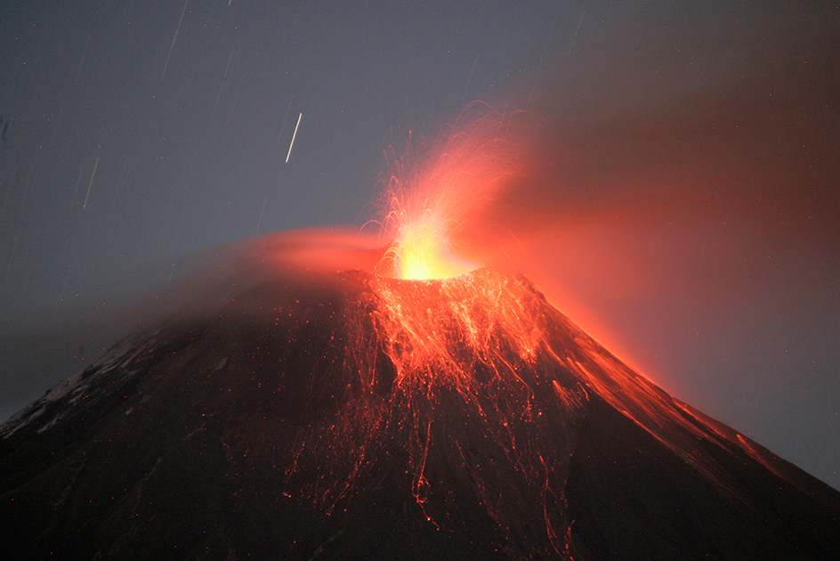 Tungurahua volcano erupting, Andes Mountains, Ecuador