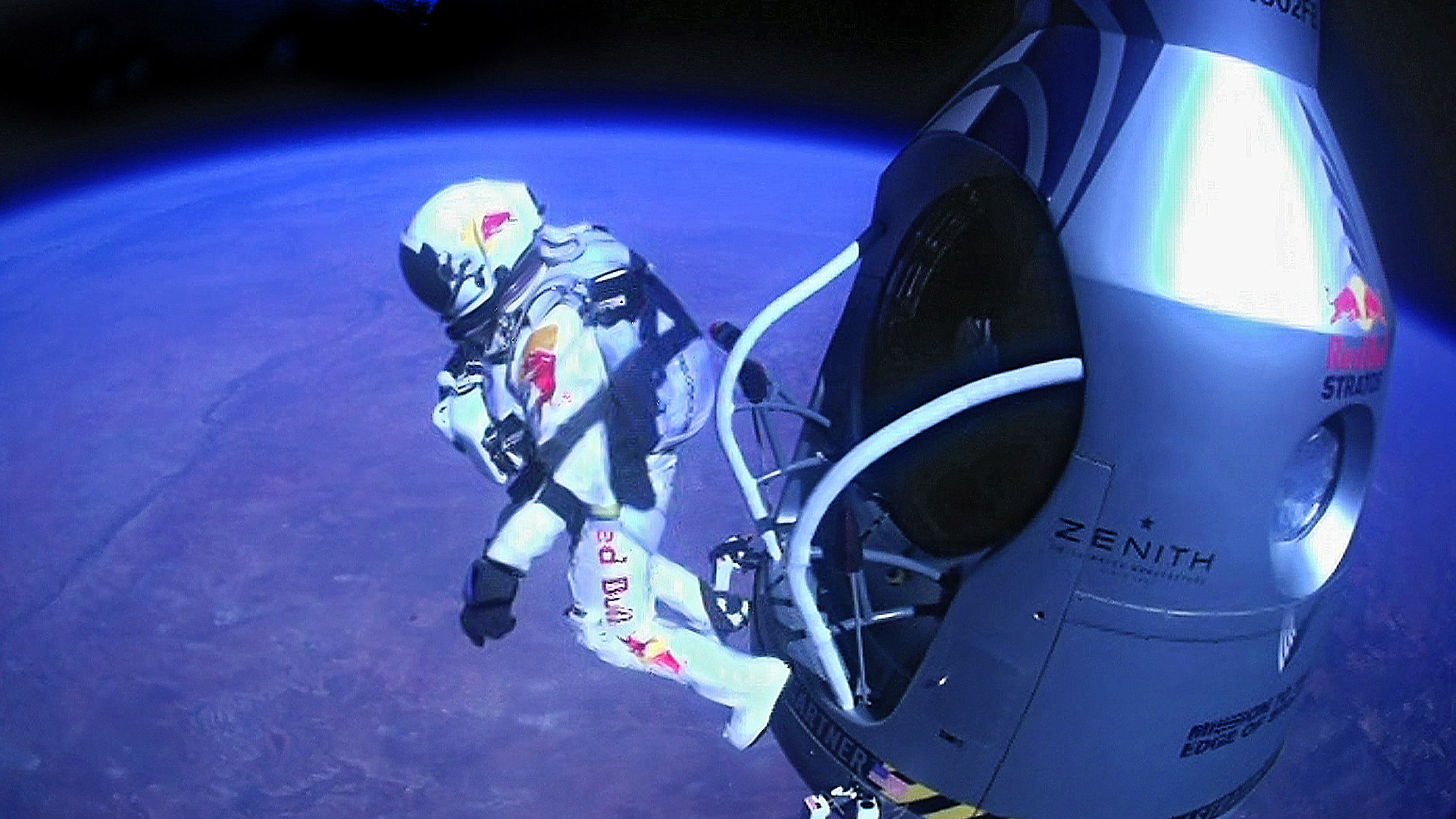 Austrian daredevil Felix Baumgartner breaks the altitude record for skydiving, in 2012