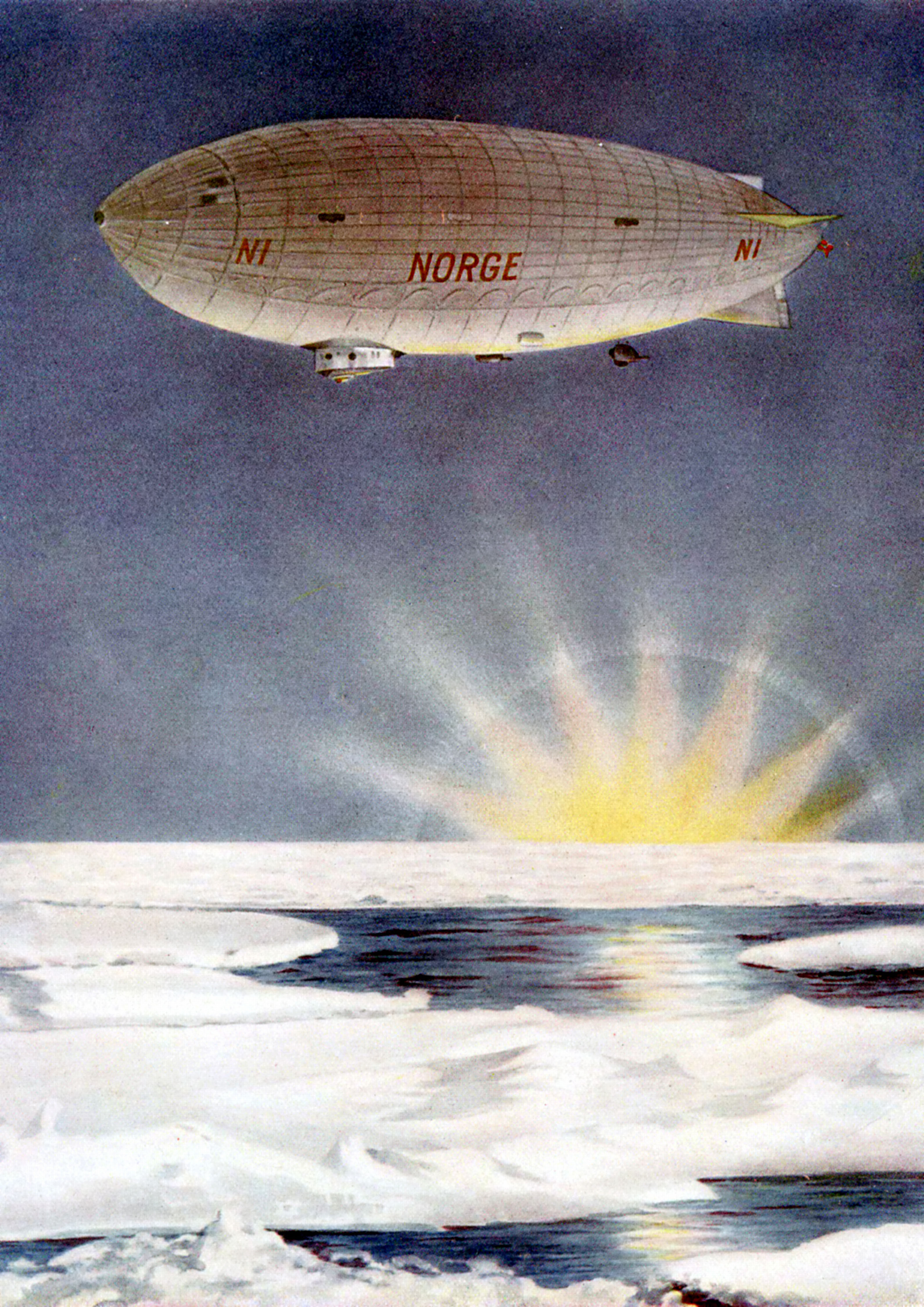 Norwegian explorer Roald Amundsen flies over the North Pole in the airship Norge in 1926