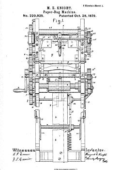 Inventor Margaret Knight's patent for a bag-folding device