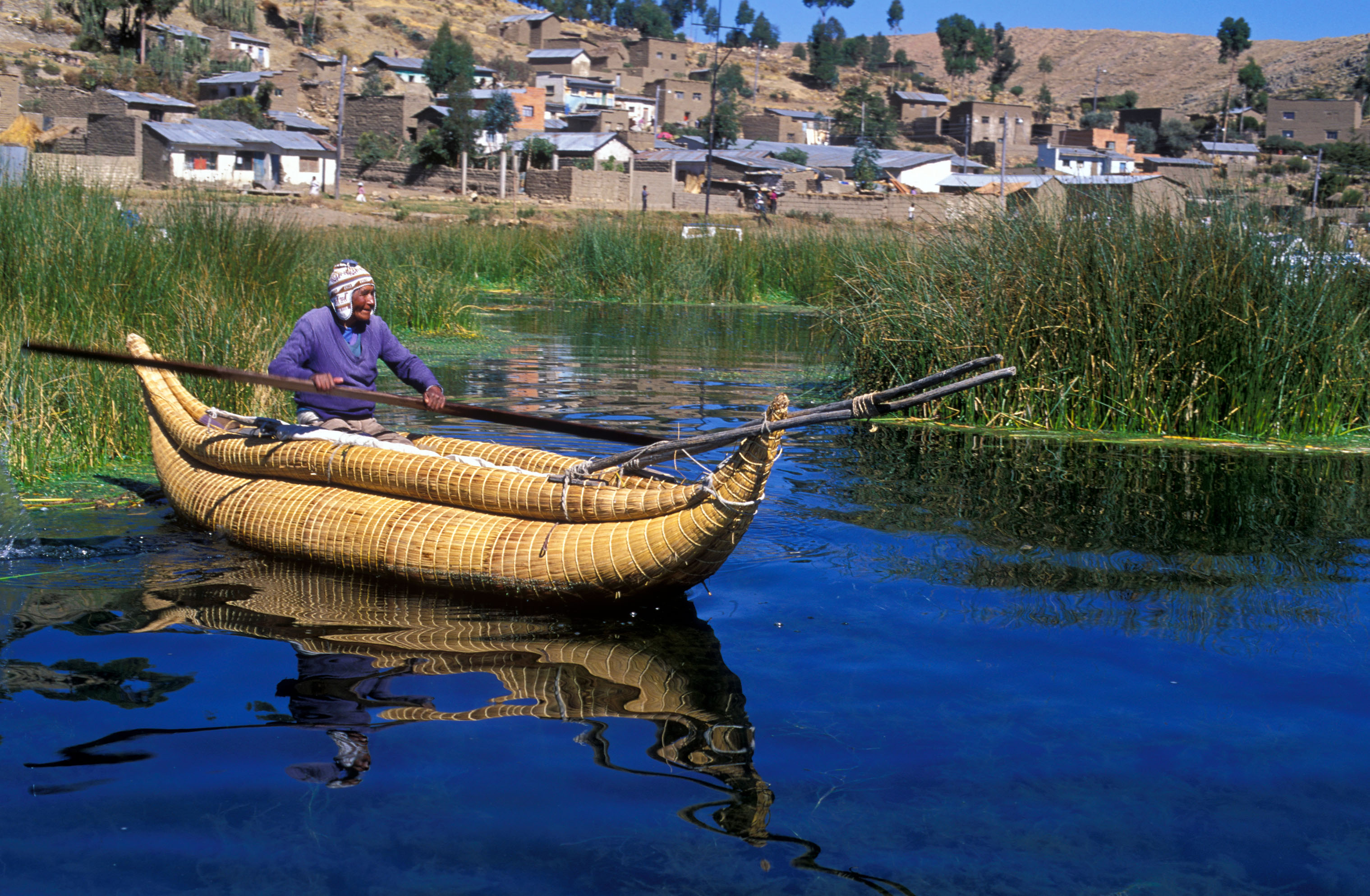 Reed canoe on Lake Titicaca