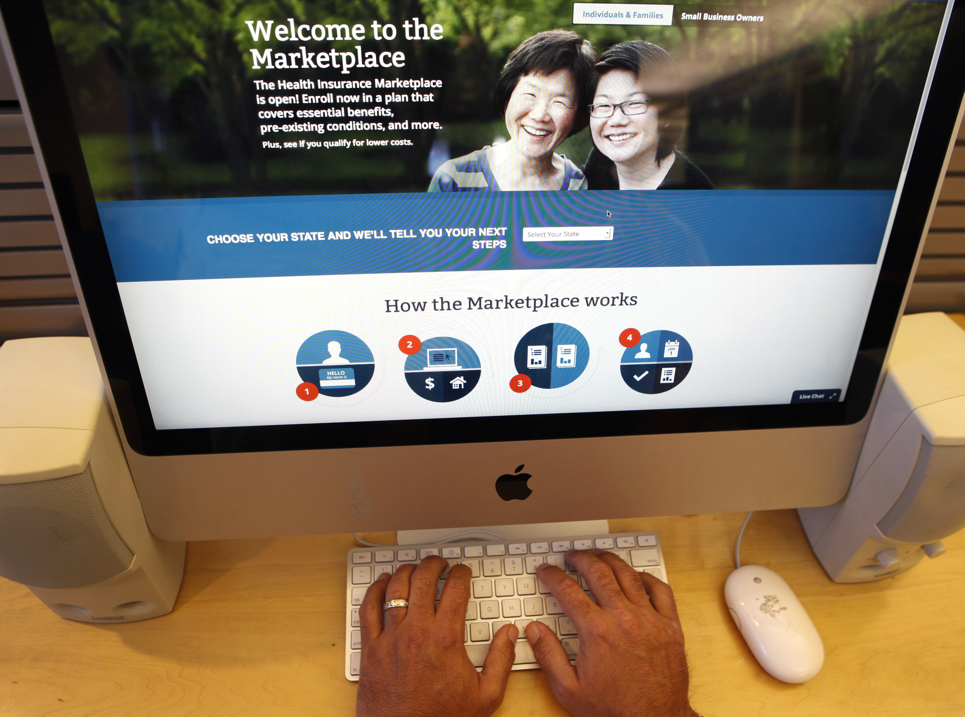 Signup page to enroll in health coverage under the Affordable Care Act