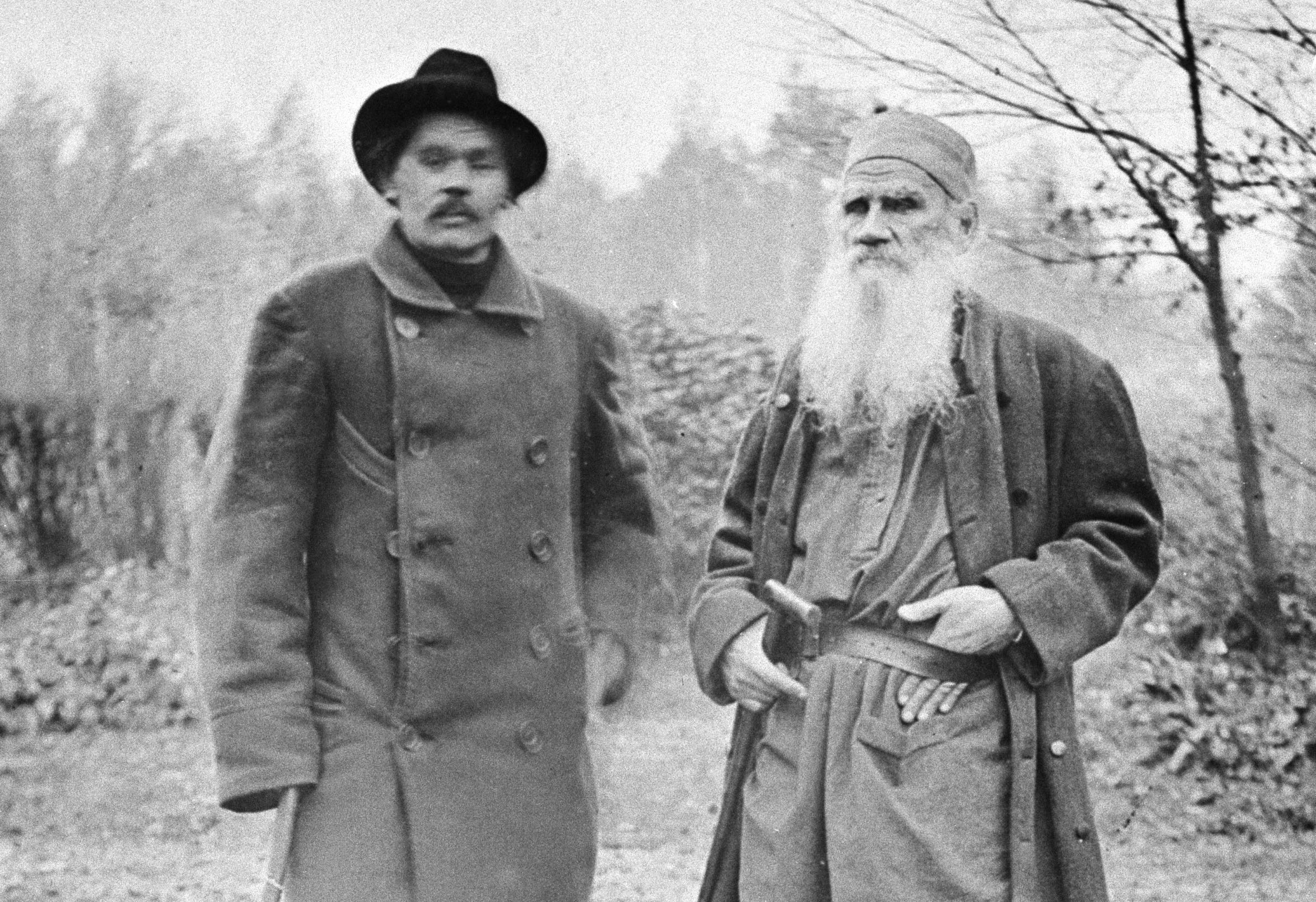 Maxim Gorki and Leo Tolstoy