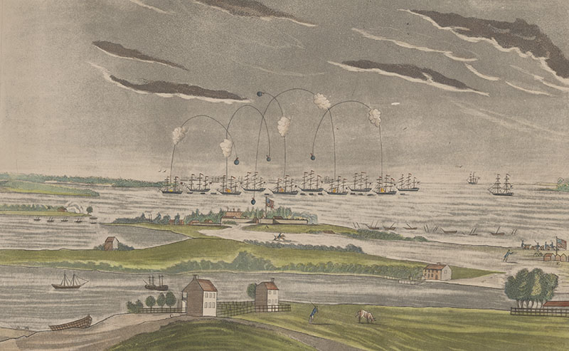 Bombs burst over Fort McHenry