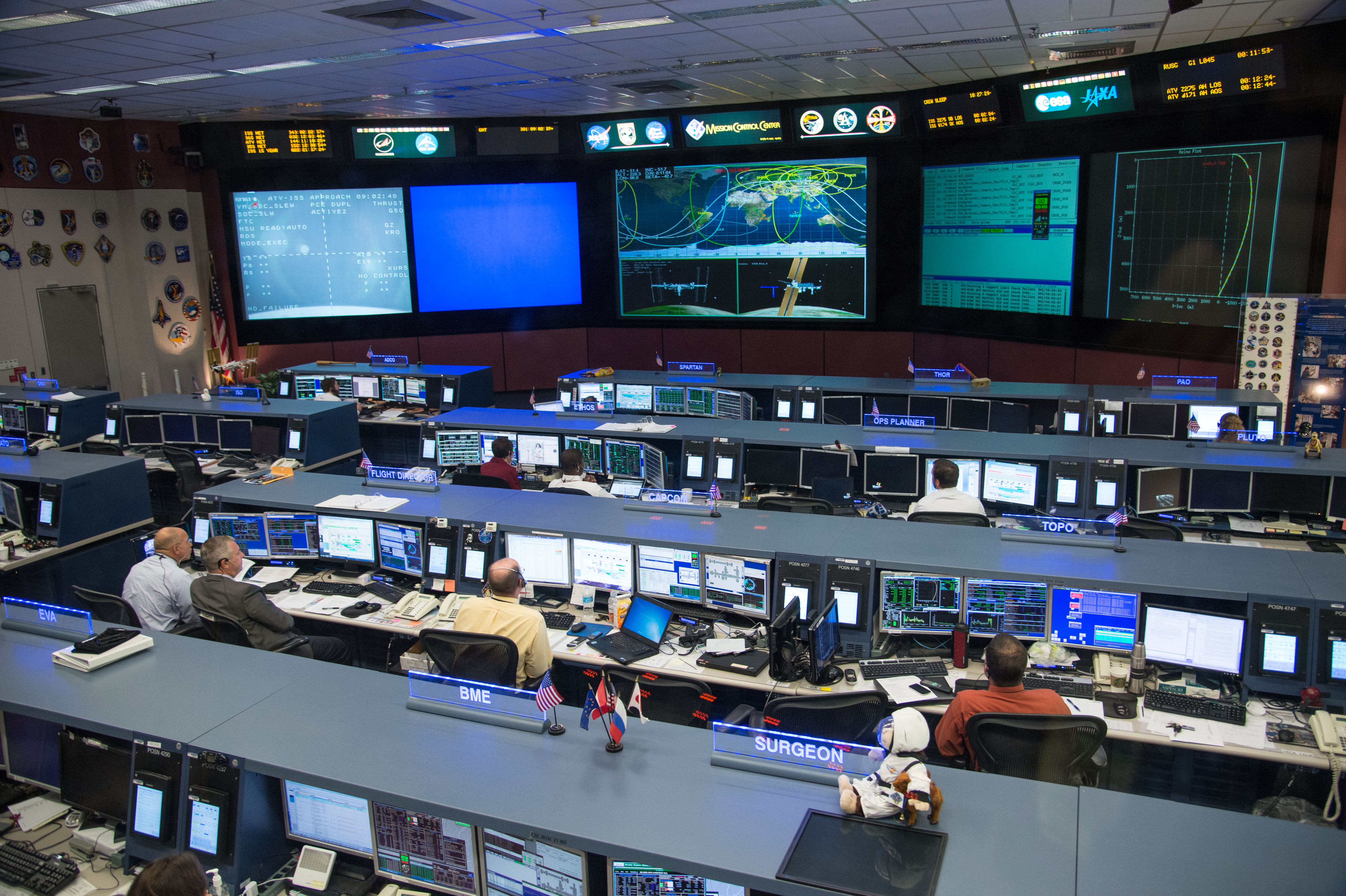 Mission Control room at NASA's Johnson Space Center