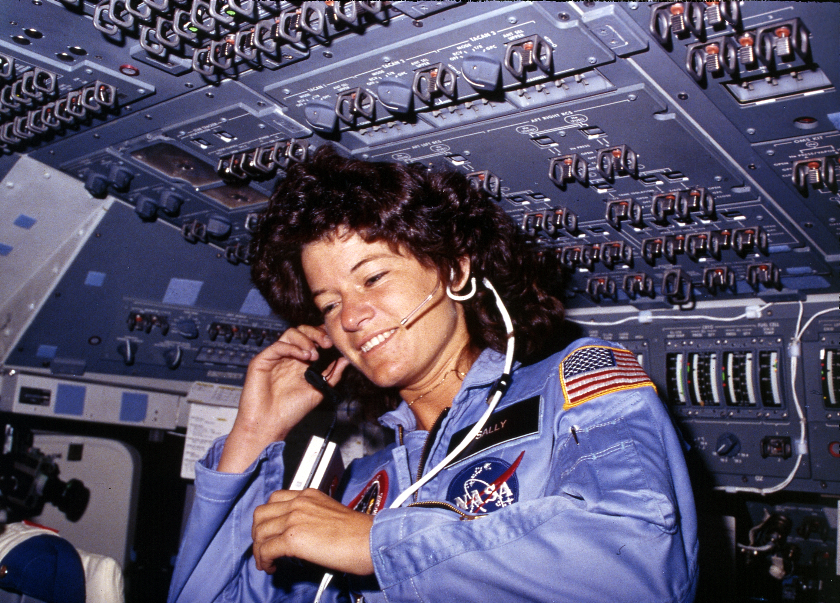 Sally Ride aboard the space shuttle Challenger