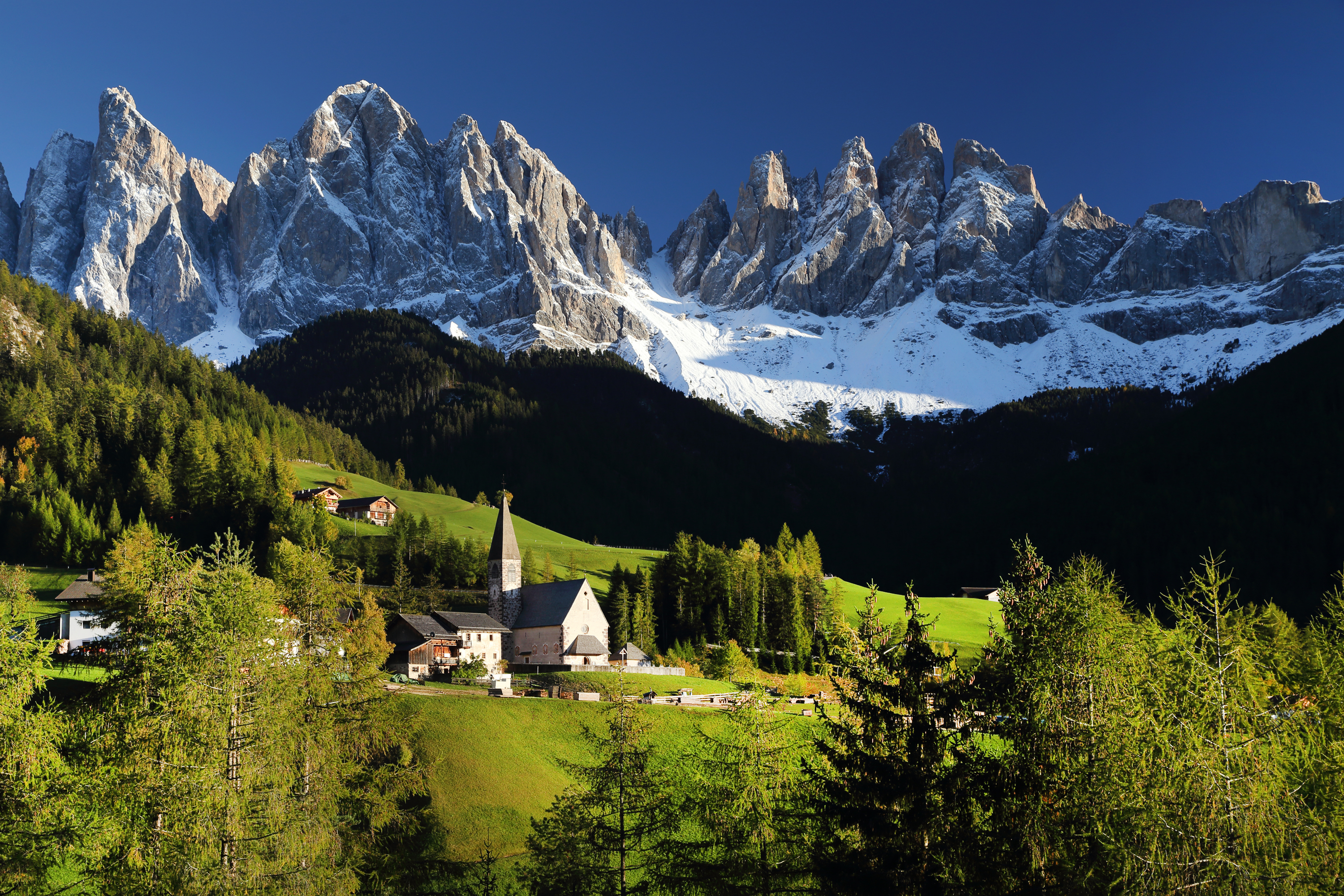 Village in the Dolomites mountain range