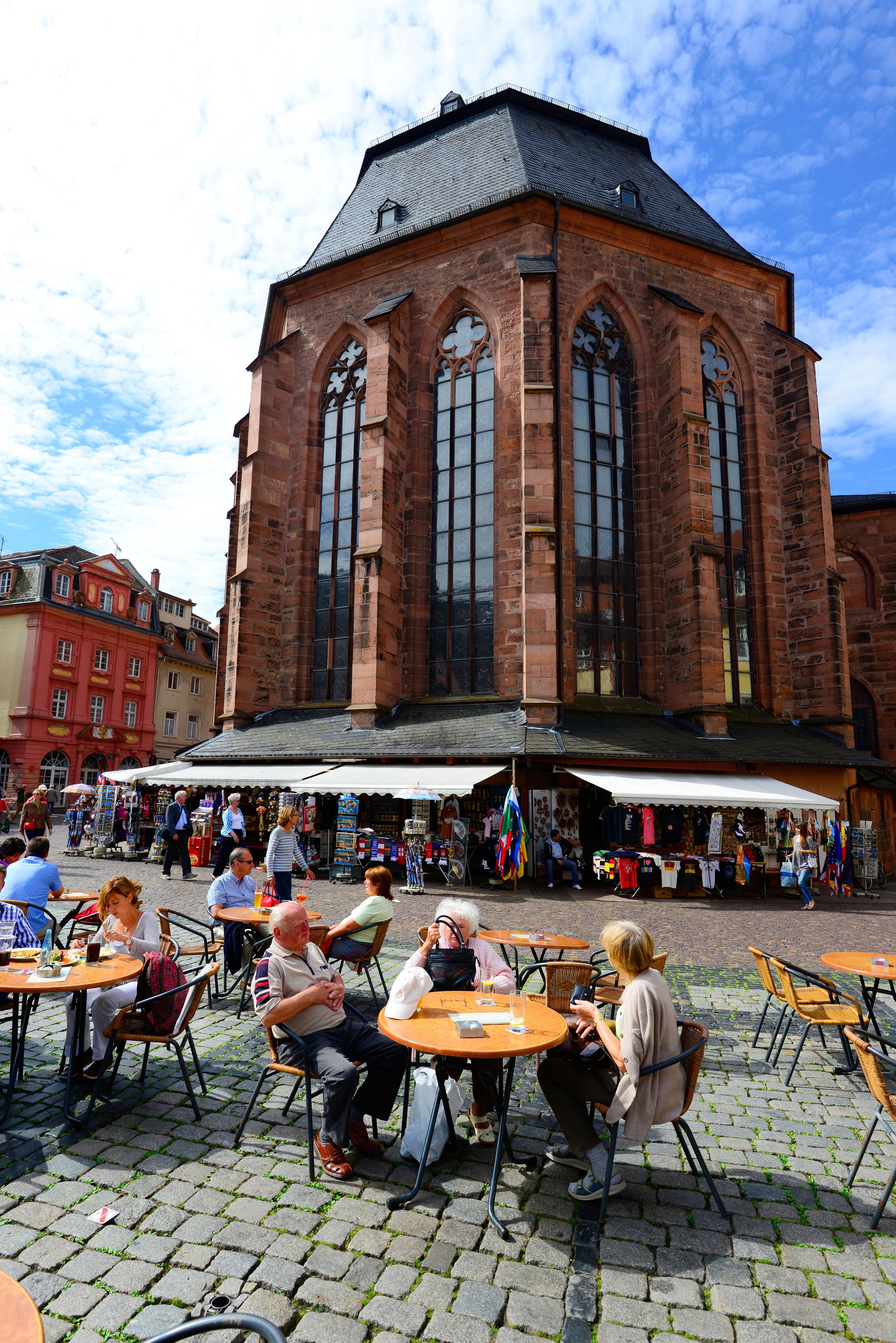 A cafe and church in Heidelberg, Germany