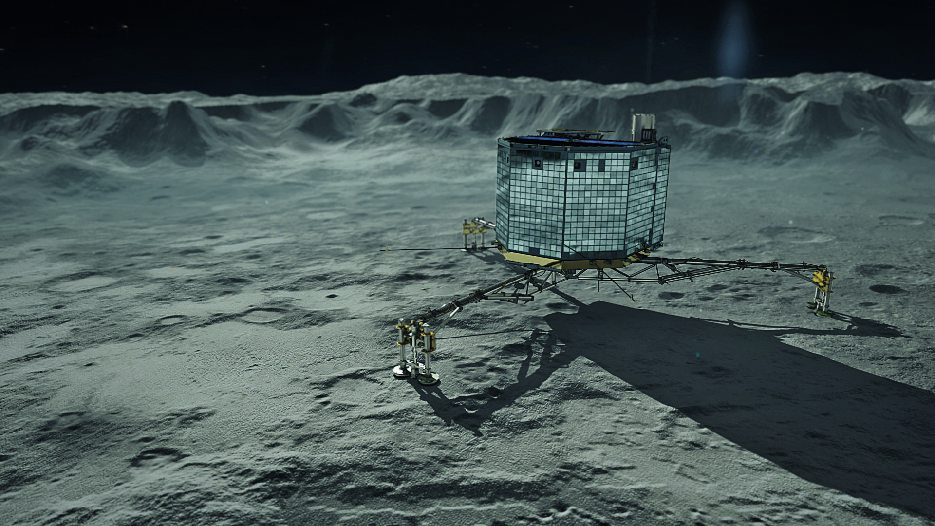 Artist impression of lander Philae on the surface of 67P/Churyumov-Gerasimenko