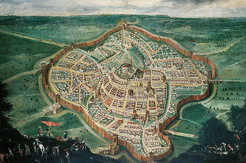 Walled city of Udine in Medieval Europe