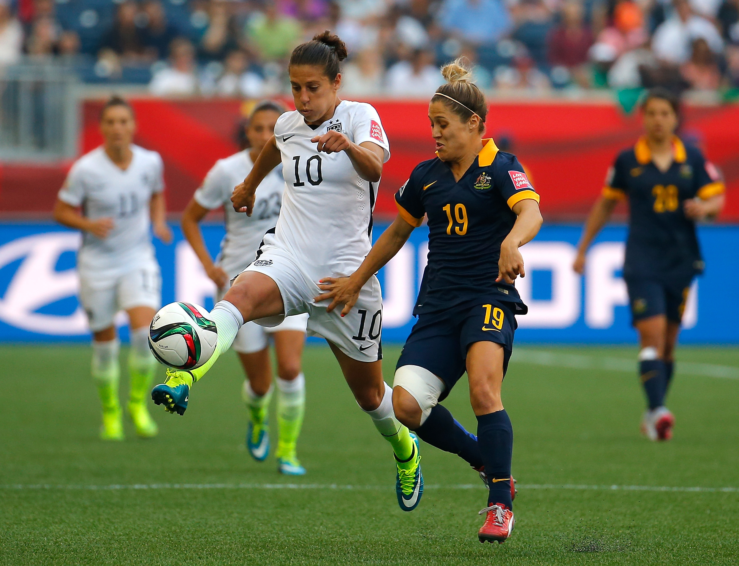 American soccer star Carli Lloyd (number 10)