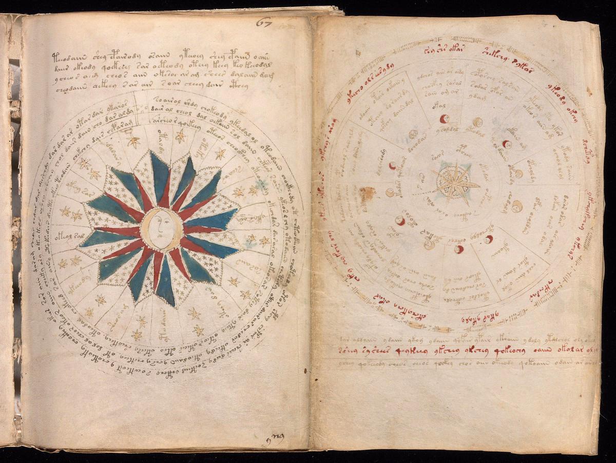 Voynich manuscript pages from the astronomical section