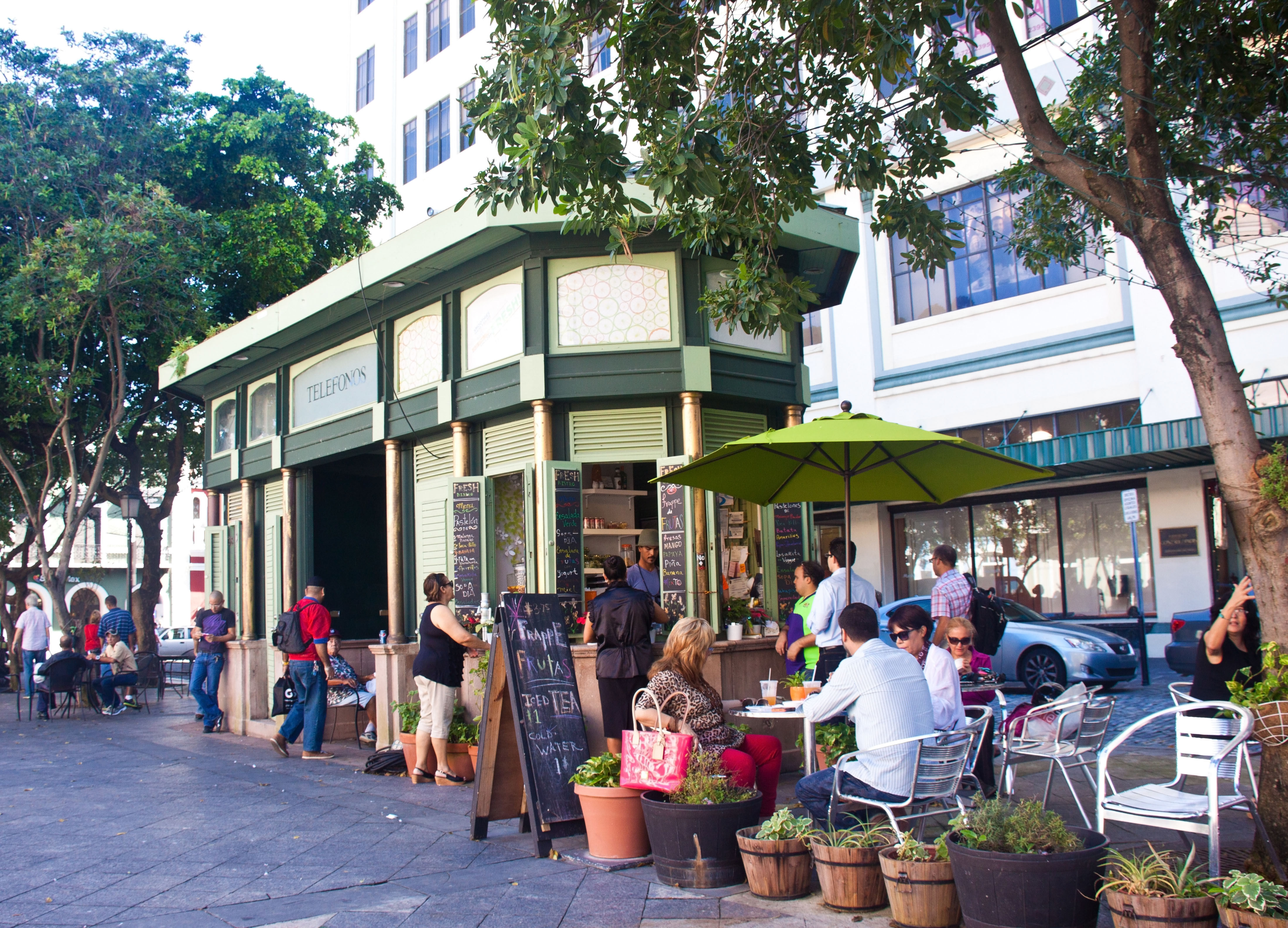 Open-air stand in Plaza de Armas, San Juan, Puerto Rico