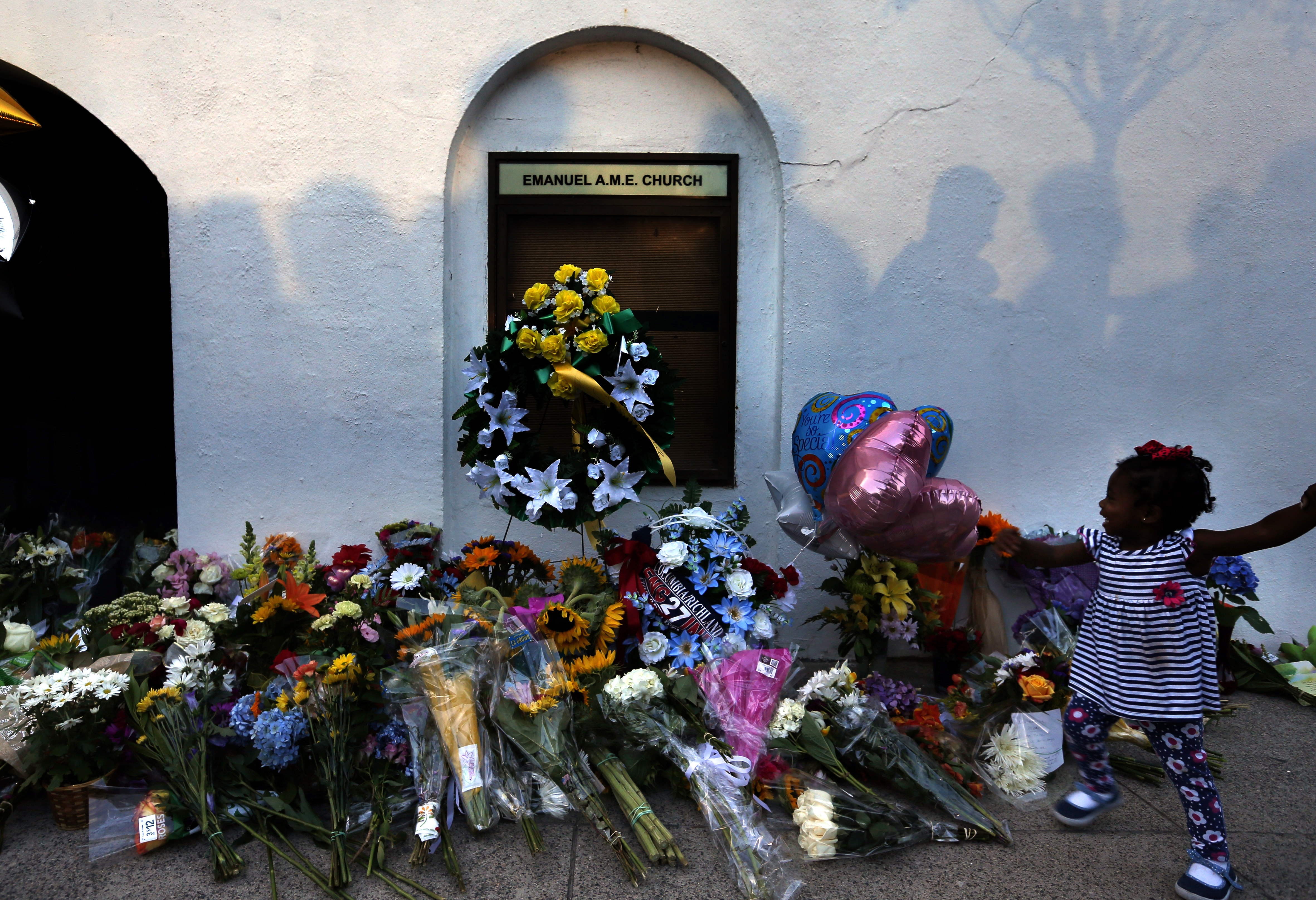 Memorial at the Emanuel AME Church in Charleston, South Carolina, following a June 2015 shooting