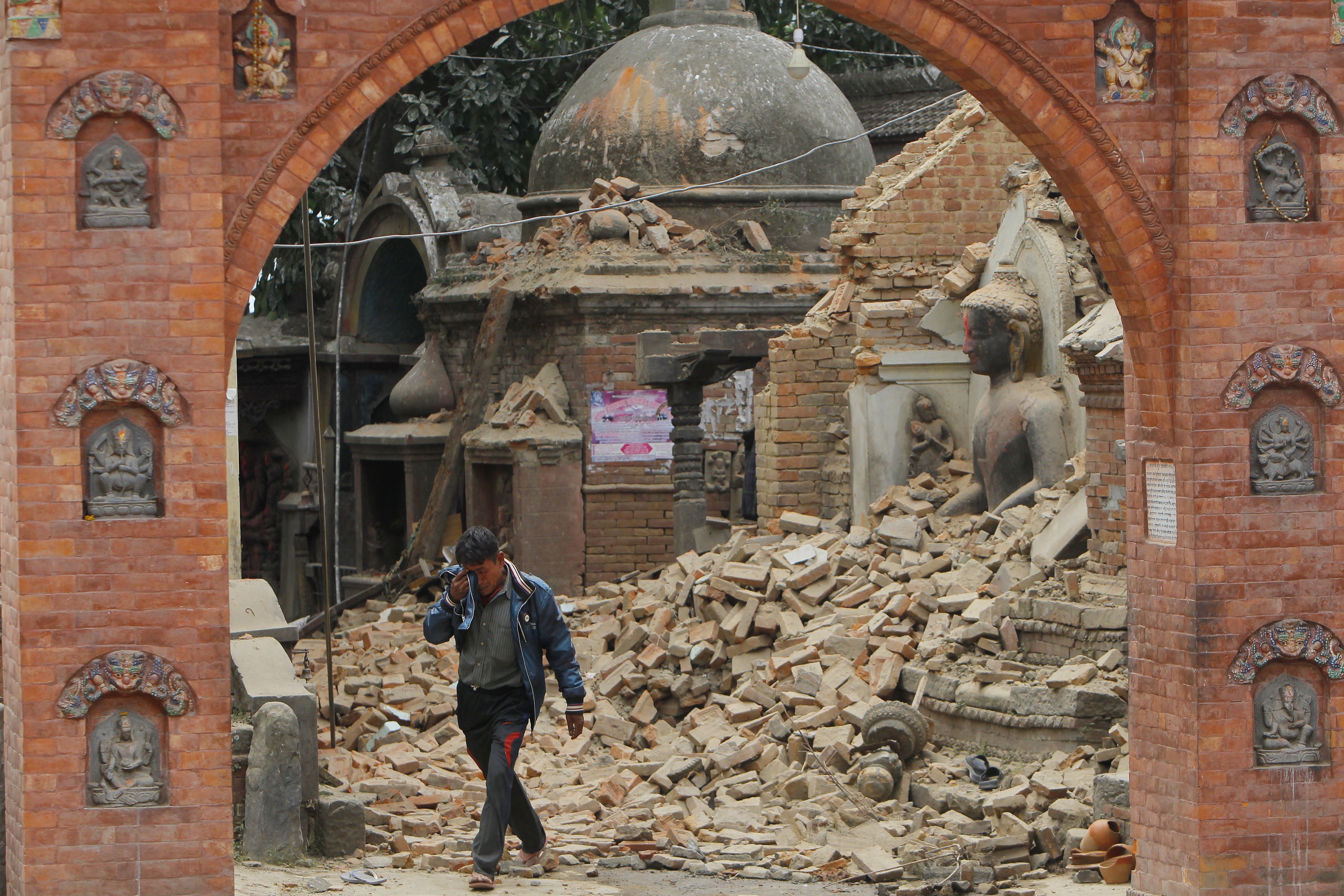 Earthquake damage in Nepal, a nation in south-central Asia