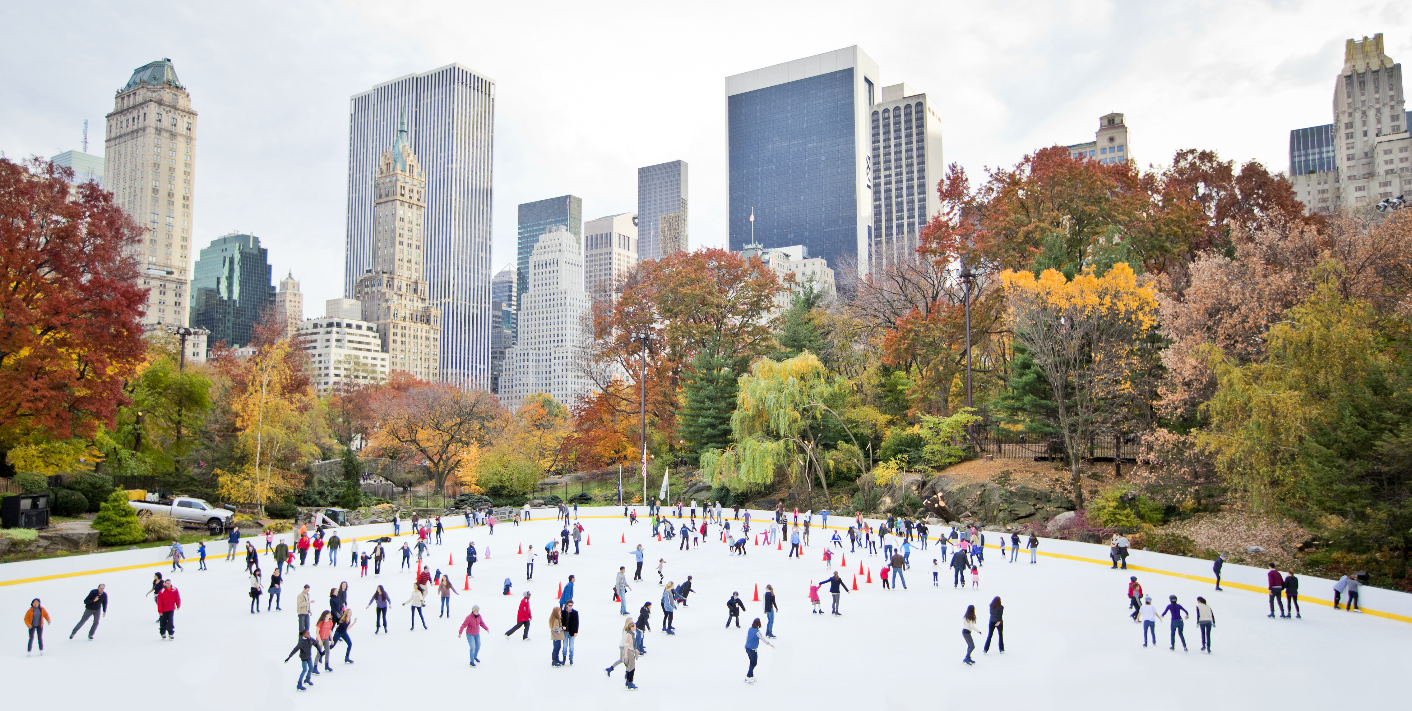 Skaters enjoying an ice rink at New York City's Central Park