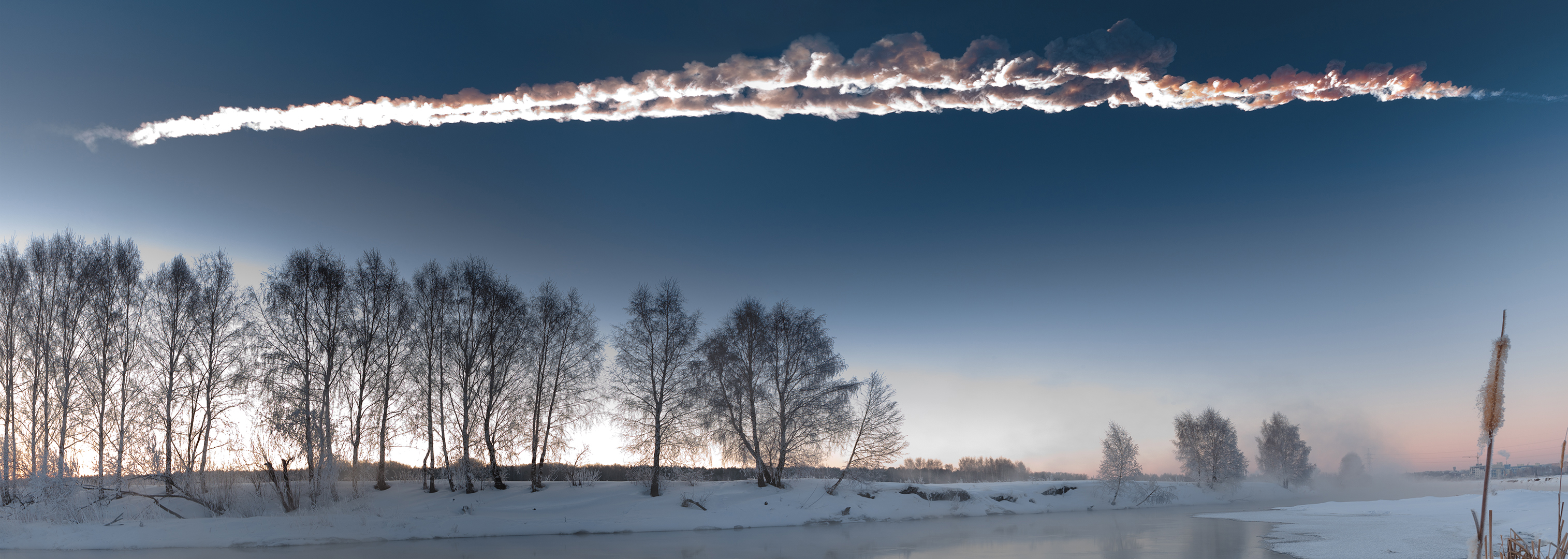 Trail left by the Chelyabinsk meteor