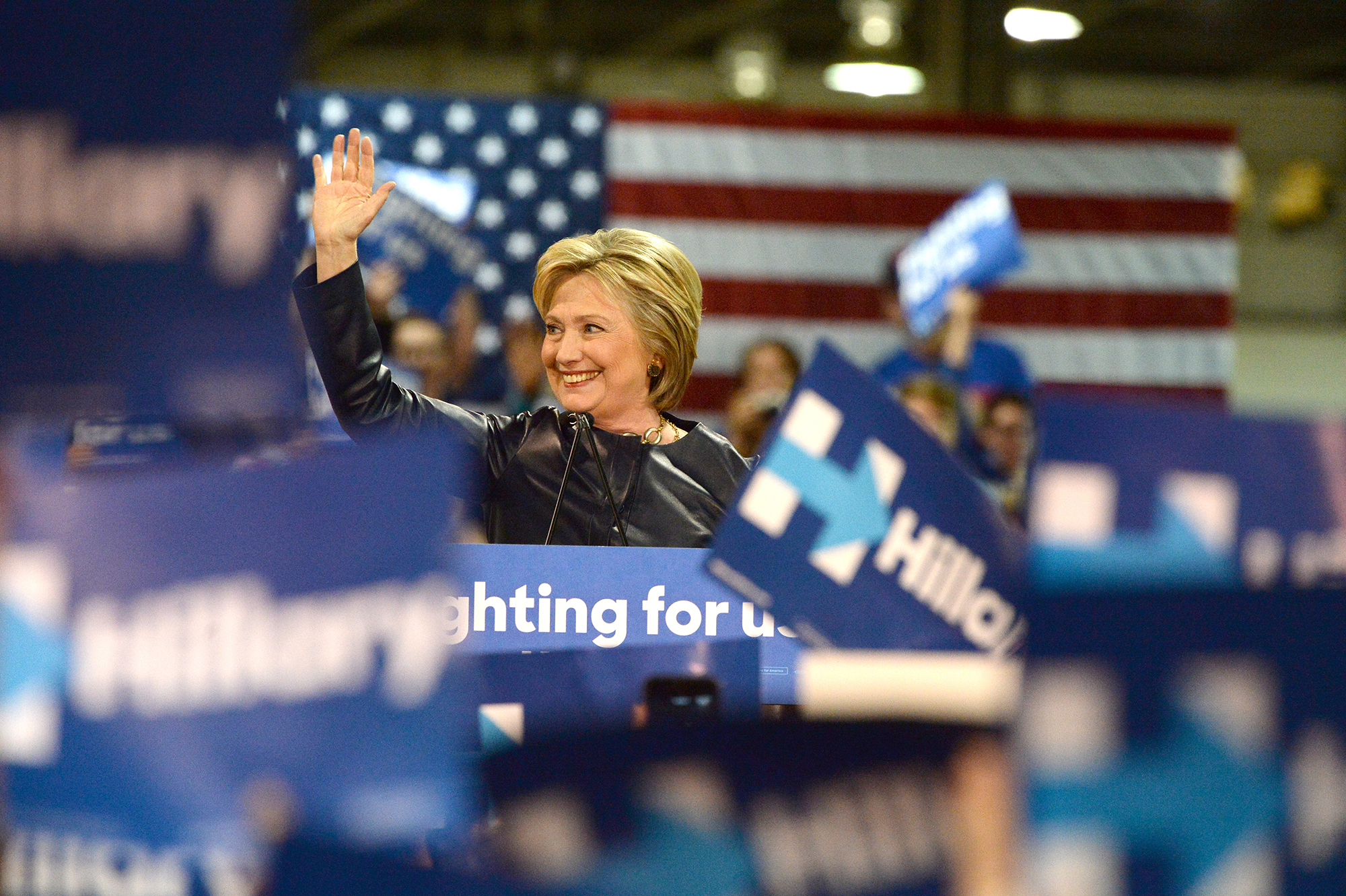 Democratic presidential candidate Hillary Rodham Clinton campaigning in St. Louis in March 2016