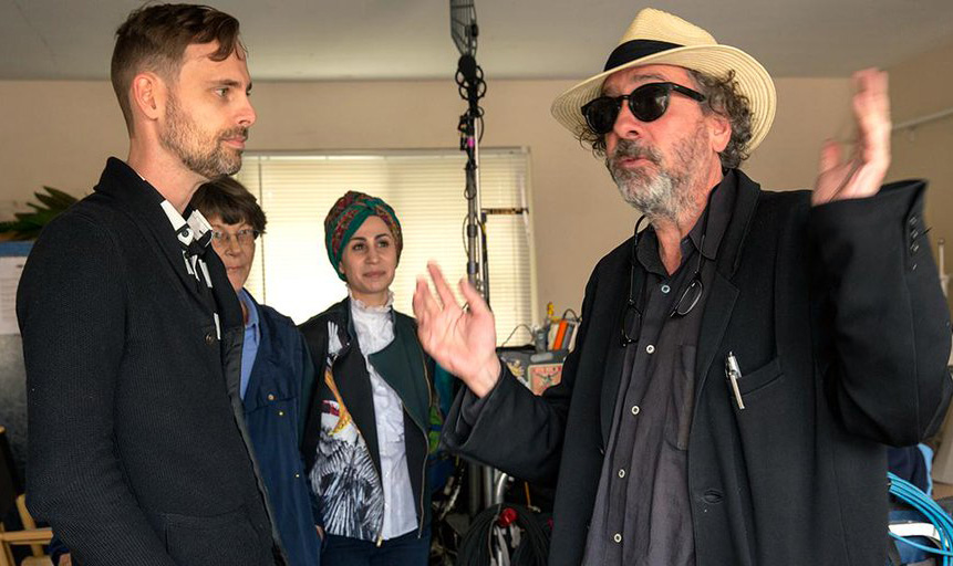 American author Ransom Riggs (left) and American director Tim Burton (right)