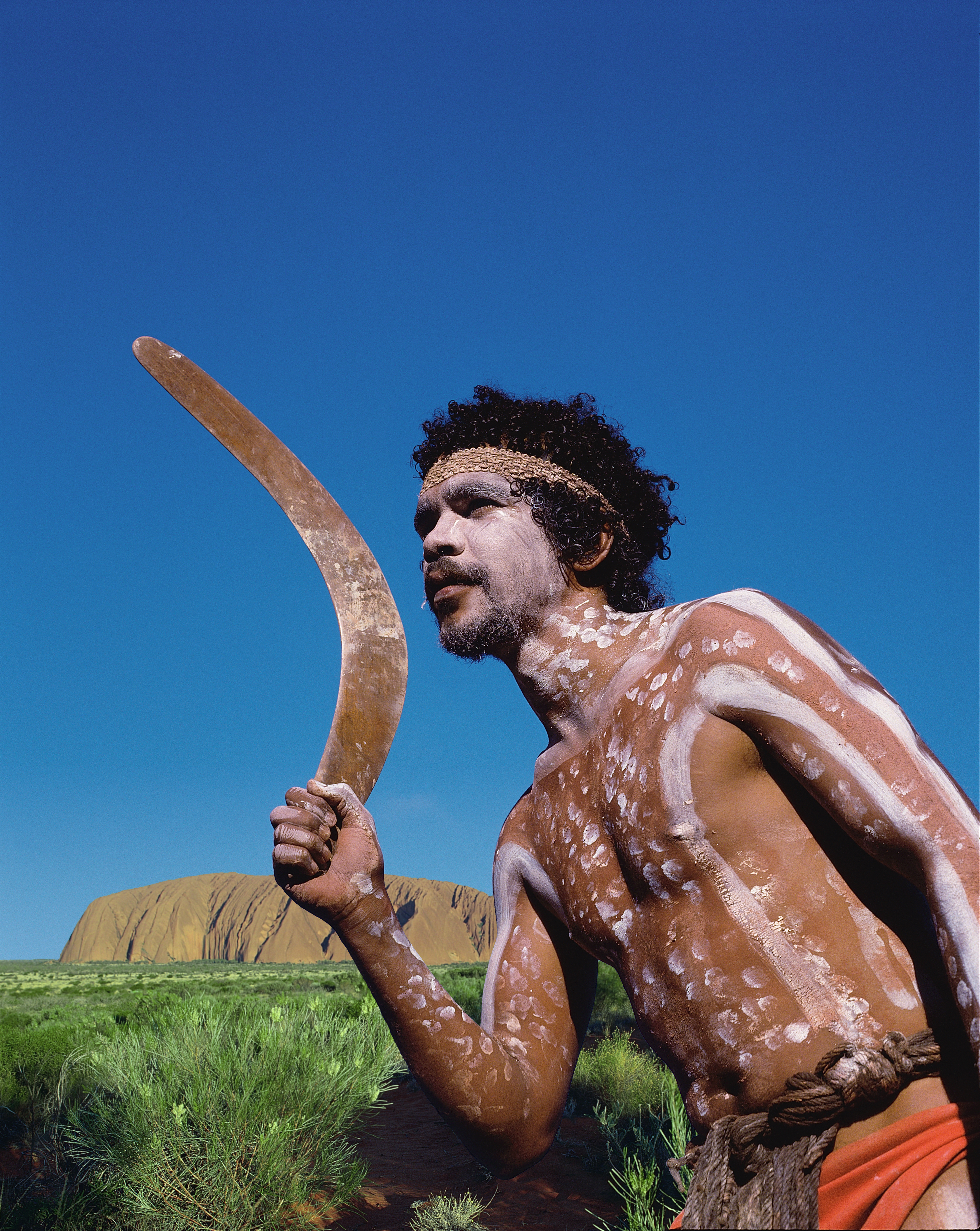 Aboriginal man with boomerang