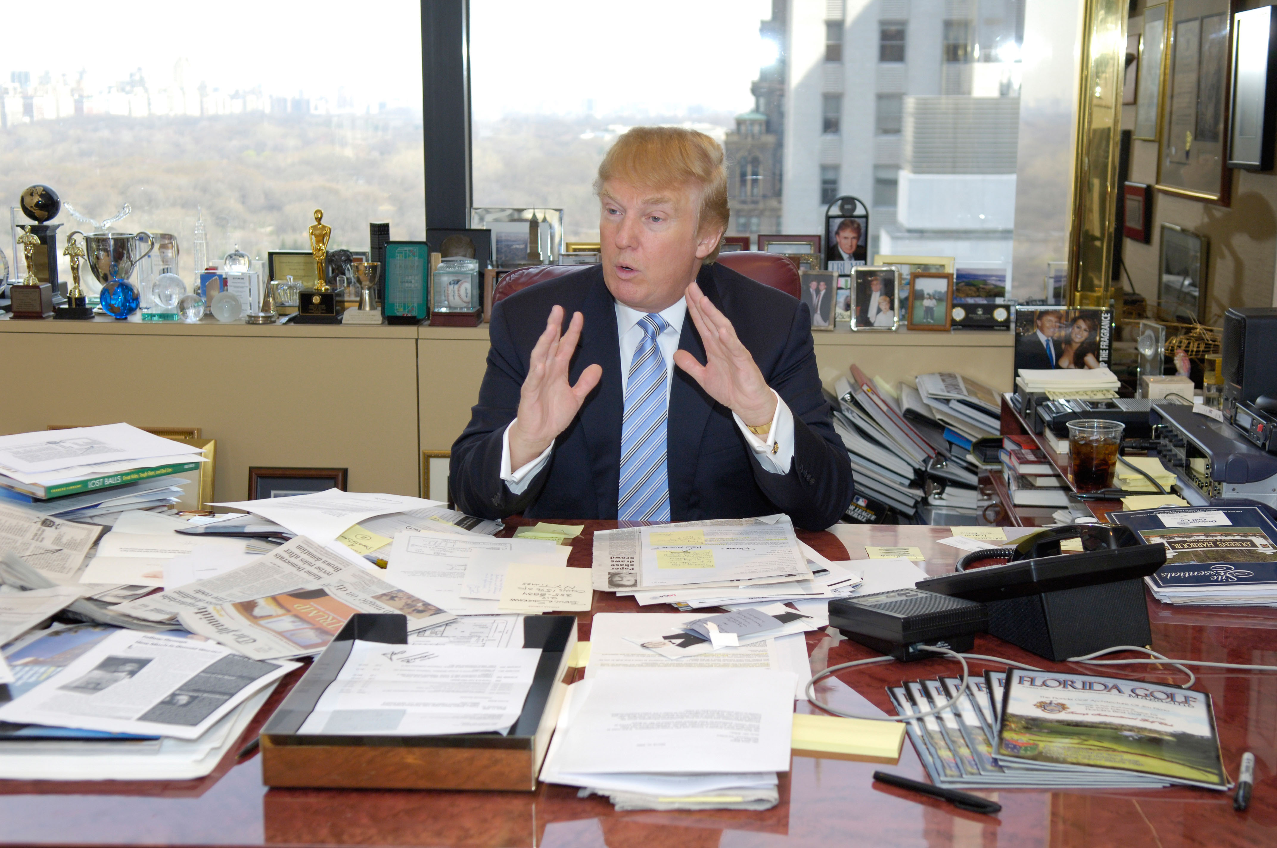 Donald J. Trump in his Trump Tower office