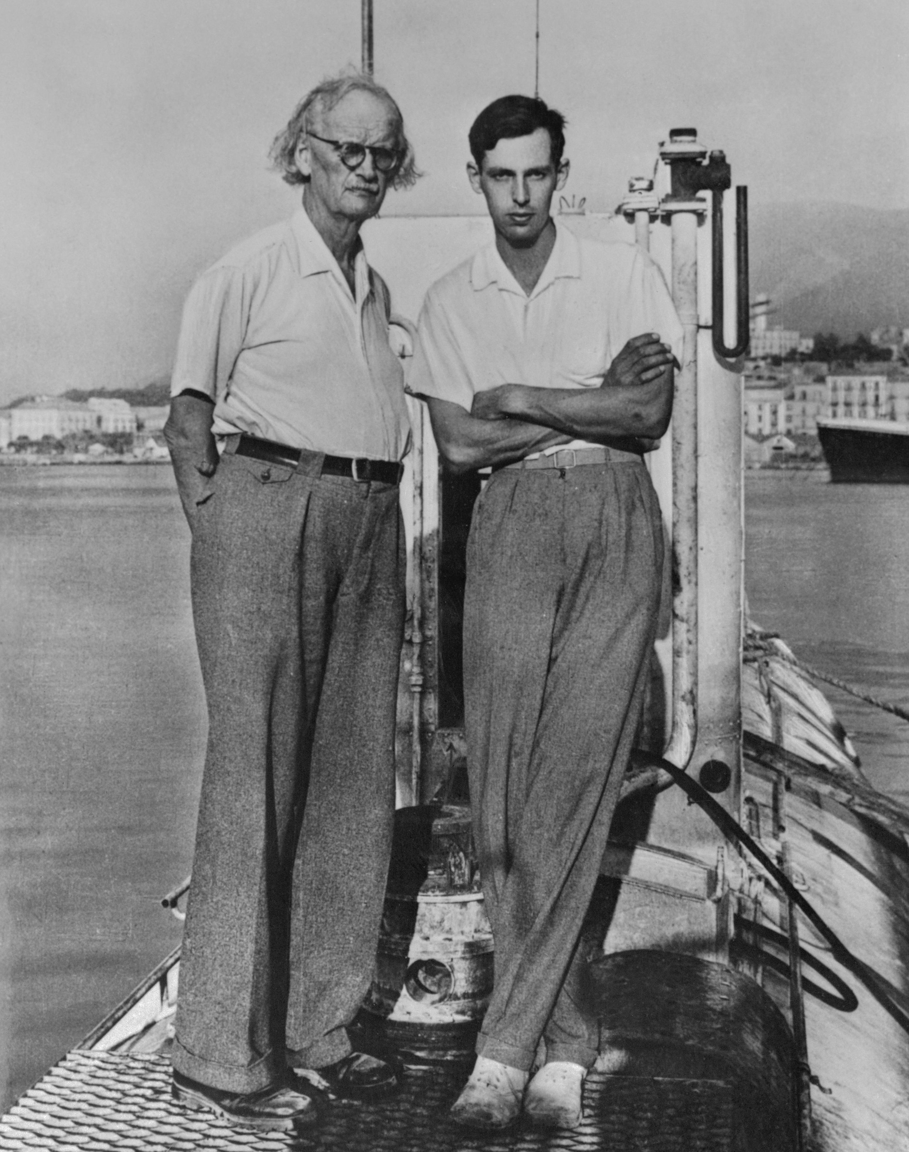 Swiss physicist Auguste Piccard and his son, Jacques