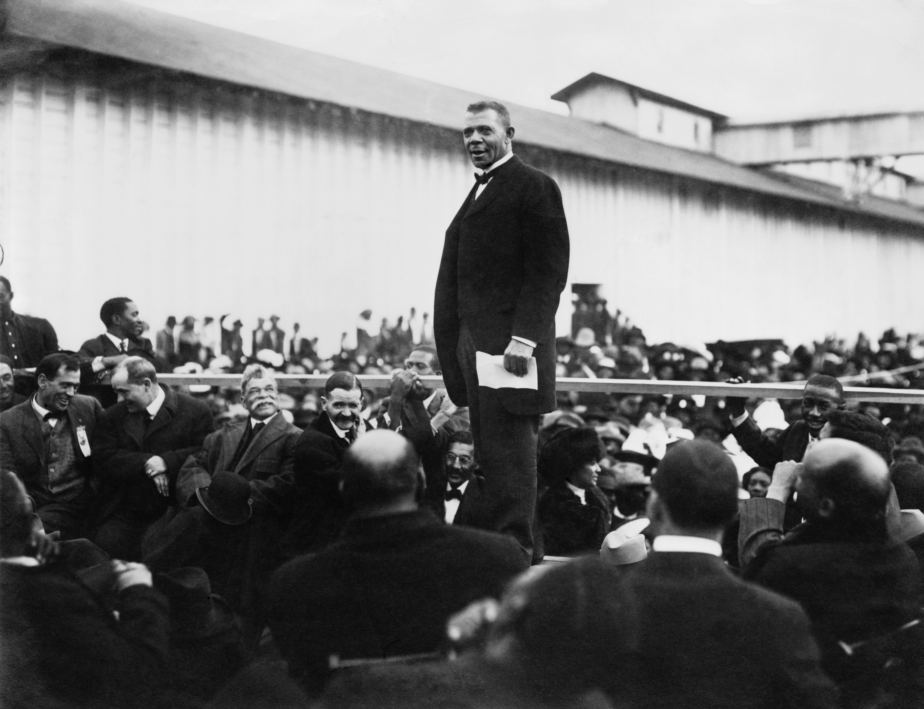 Booker T. Washington giving a speech