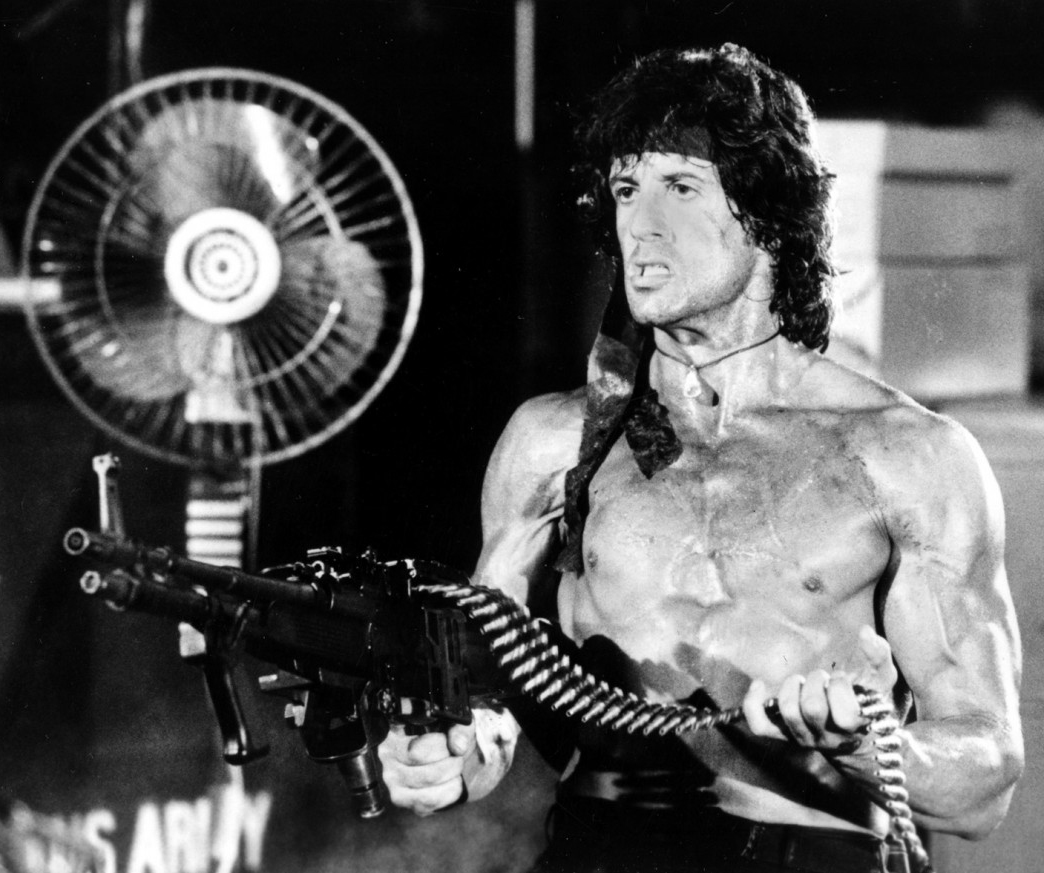 Sylvester Stallone as action hero John Rambo