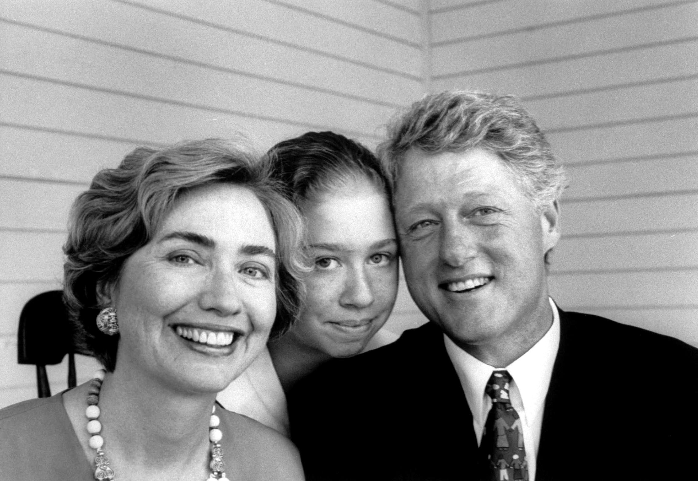 Hillary, Chelsea, and Bill Clinton in 1993