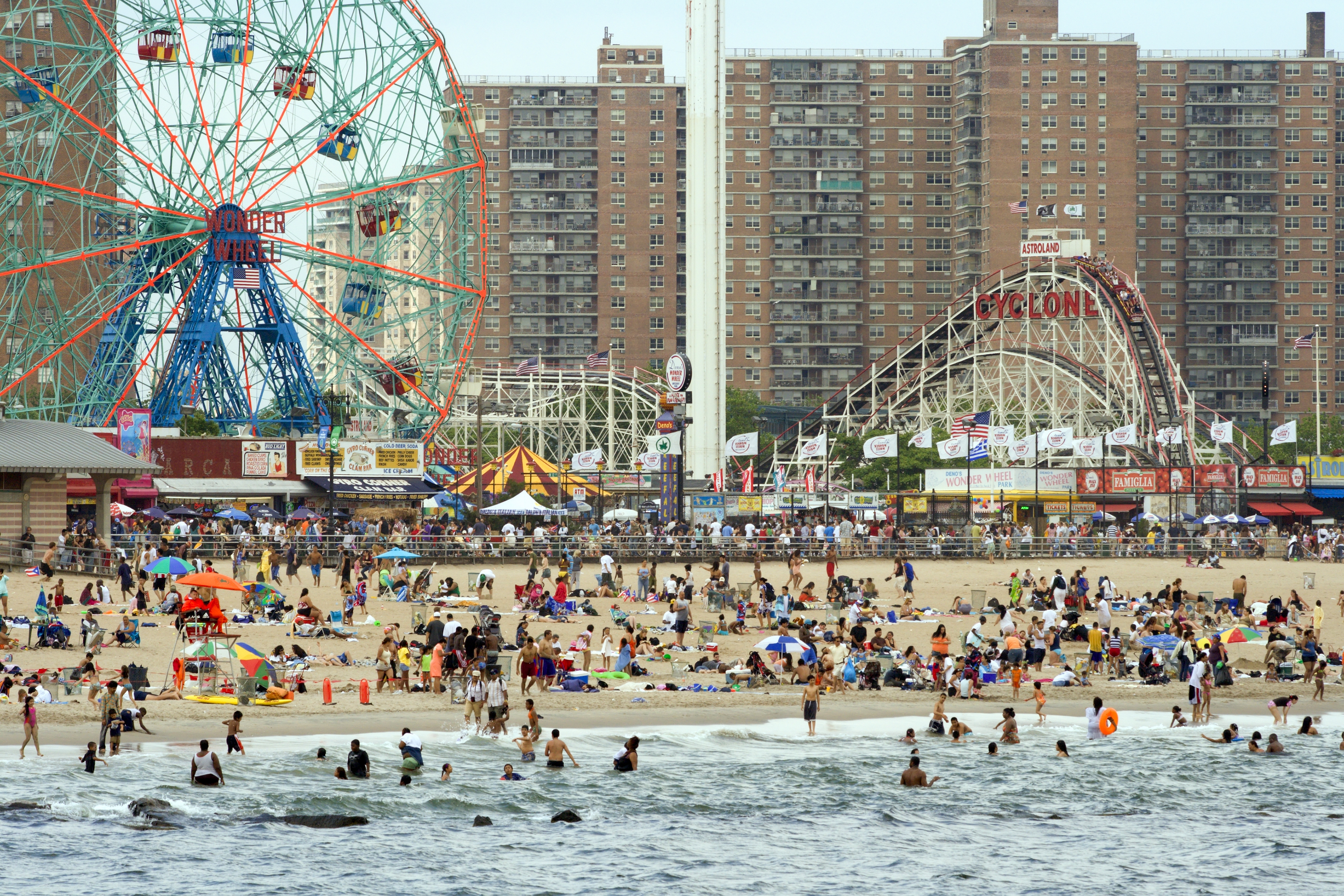 Coney Island, a center for entertainment in the Brooklyn section of New York City