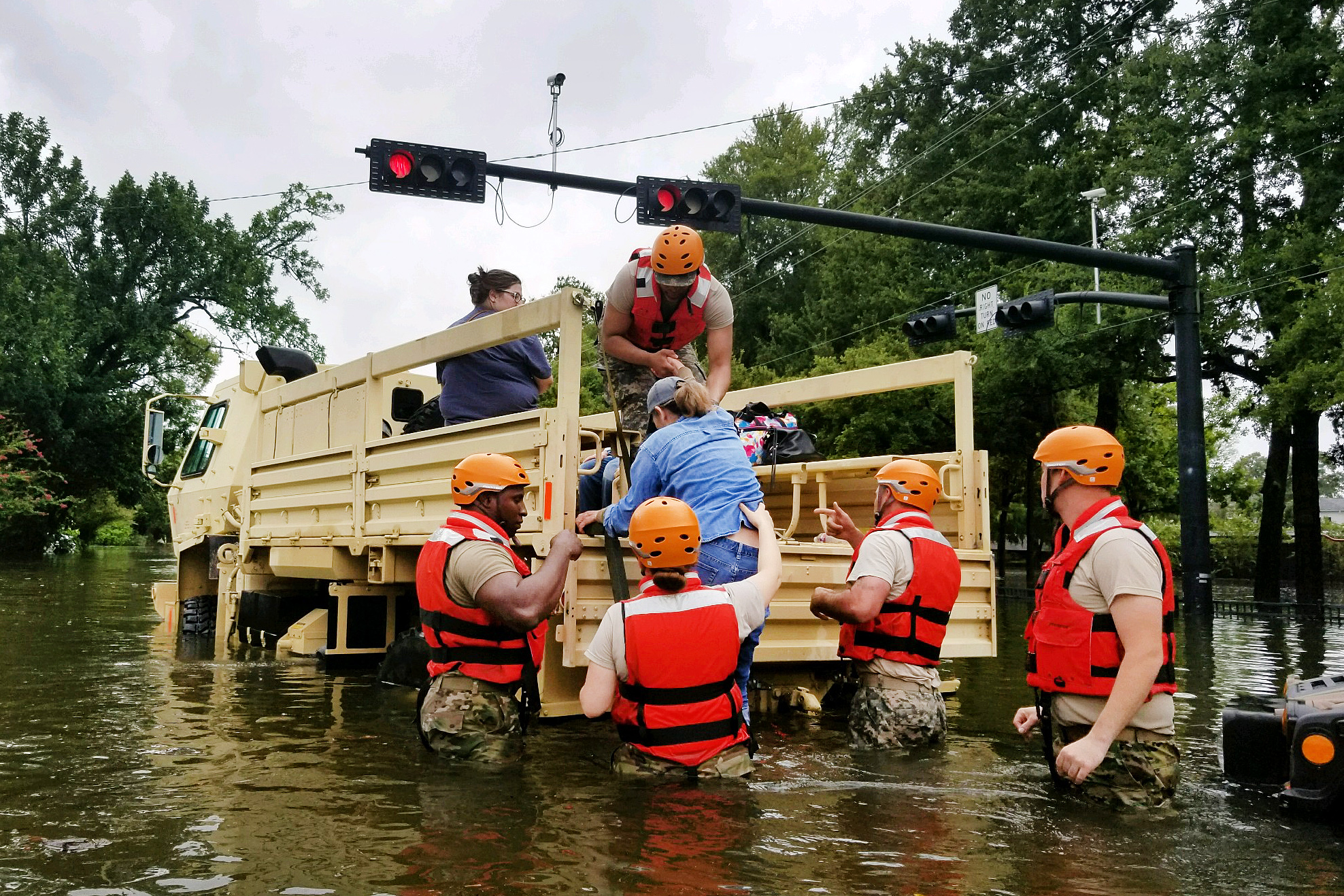 Texas National Guard members helping Houstonians after Hurricane Harvey