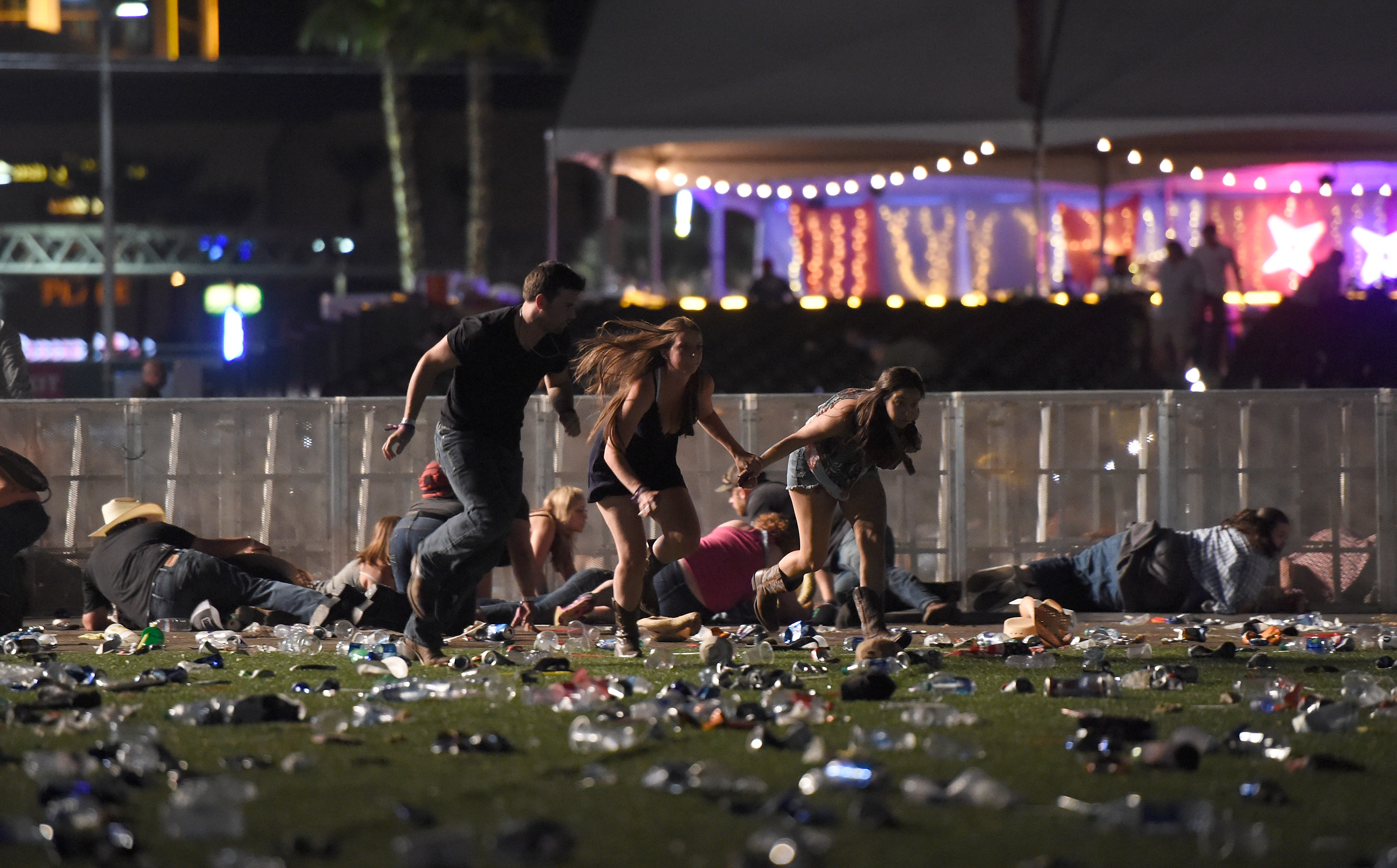 Concertgoers flee gunfire in Las Vegas on Oct. 1, 2017