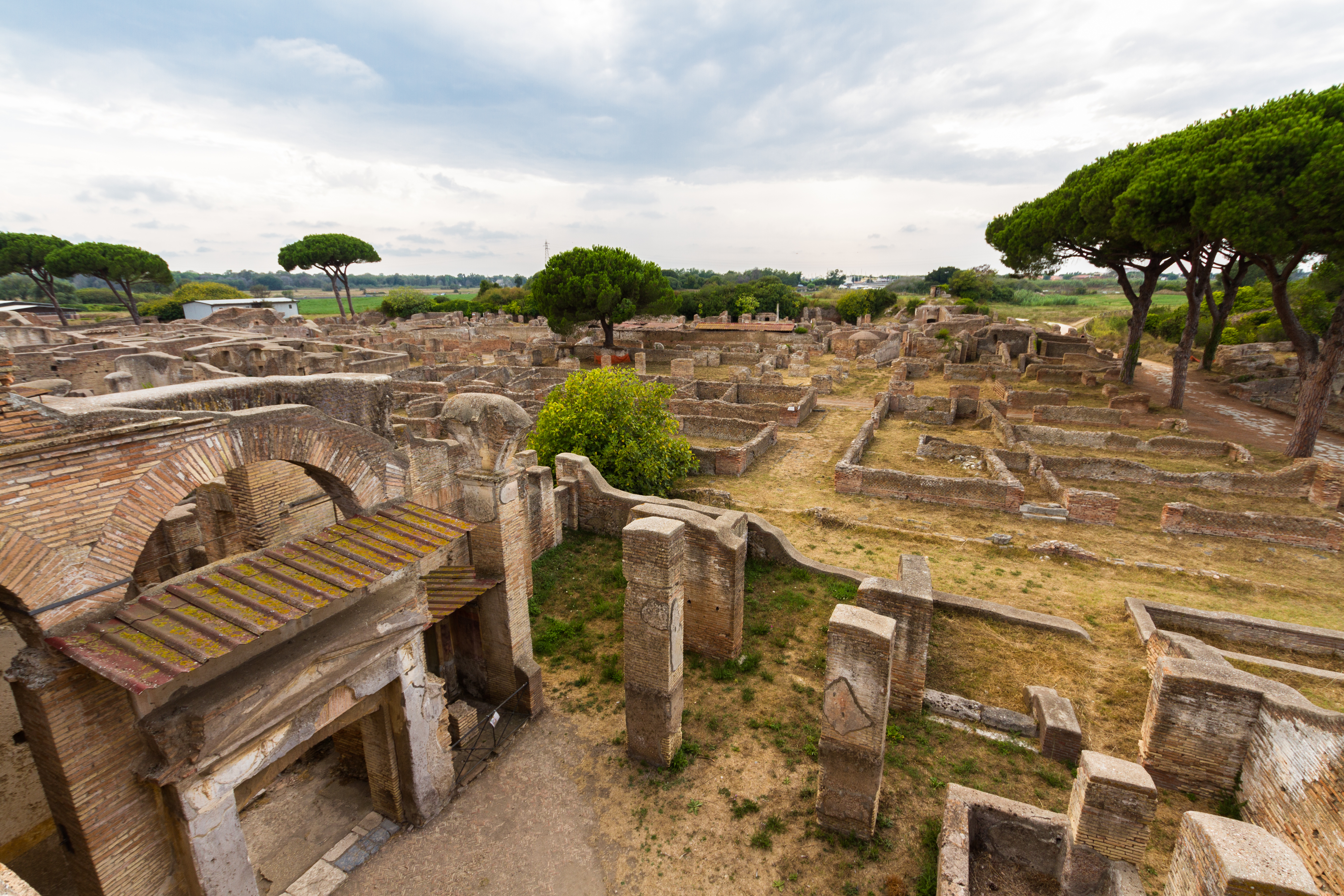 Remains of Roman buildings at Ostia in central Italy.