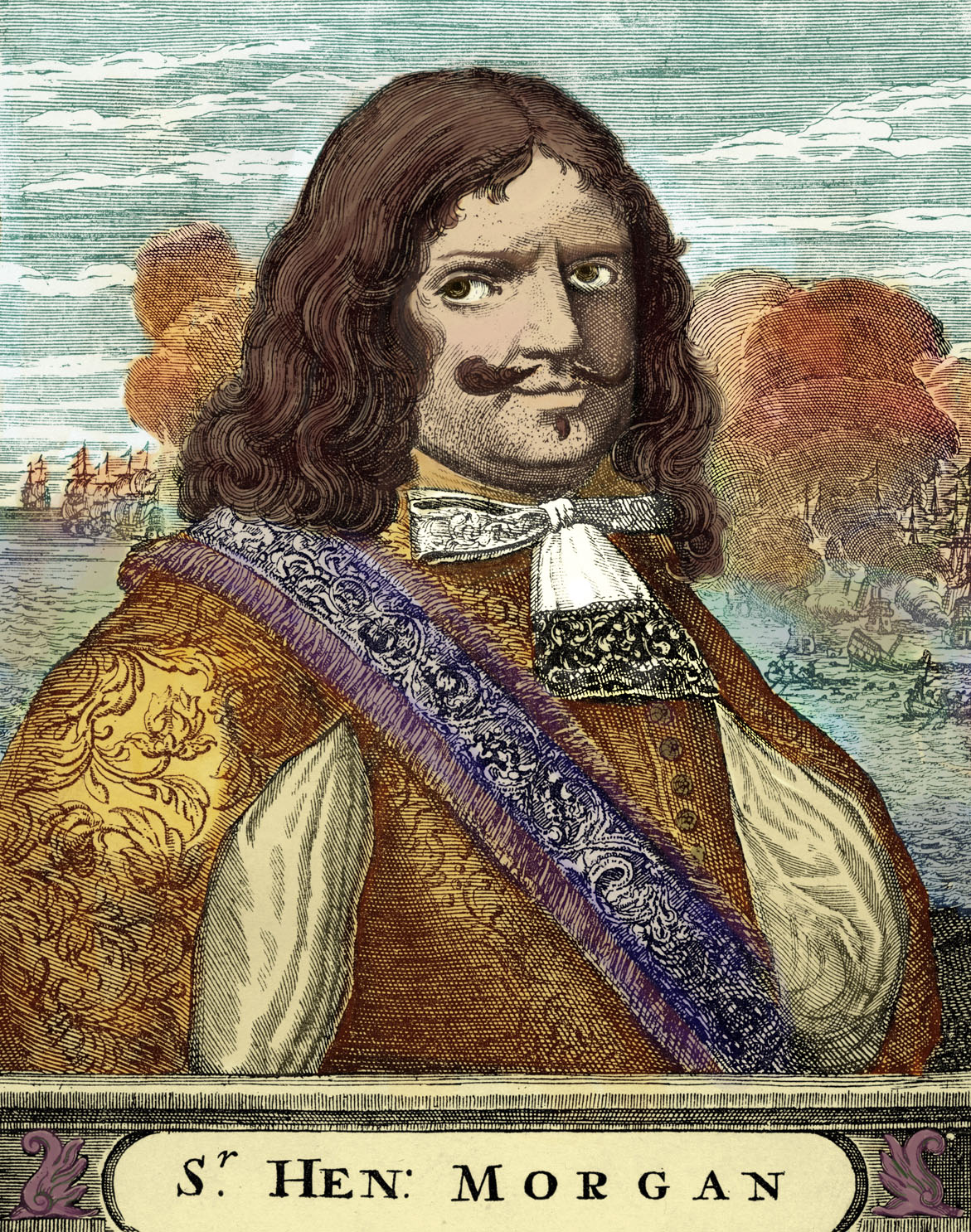 Engraving of the English pirate Sir Henry Morgan