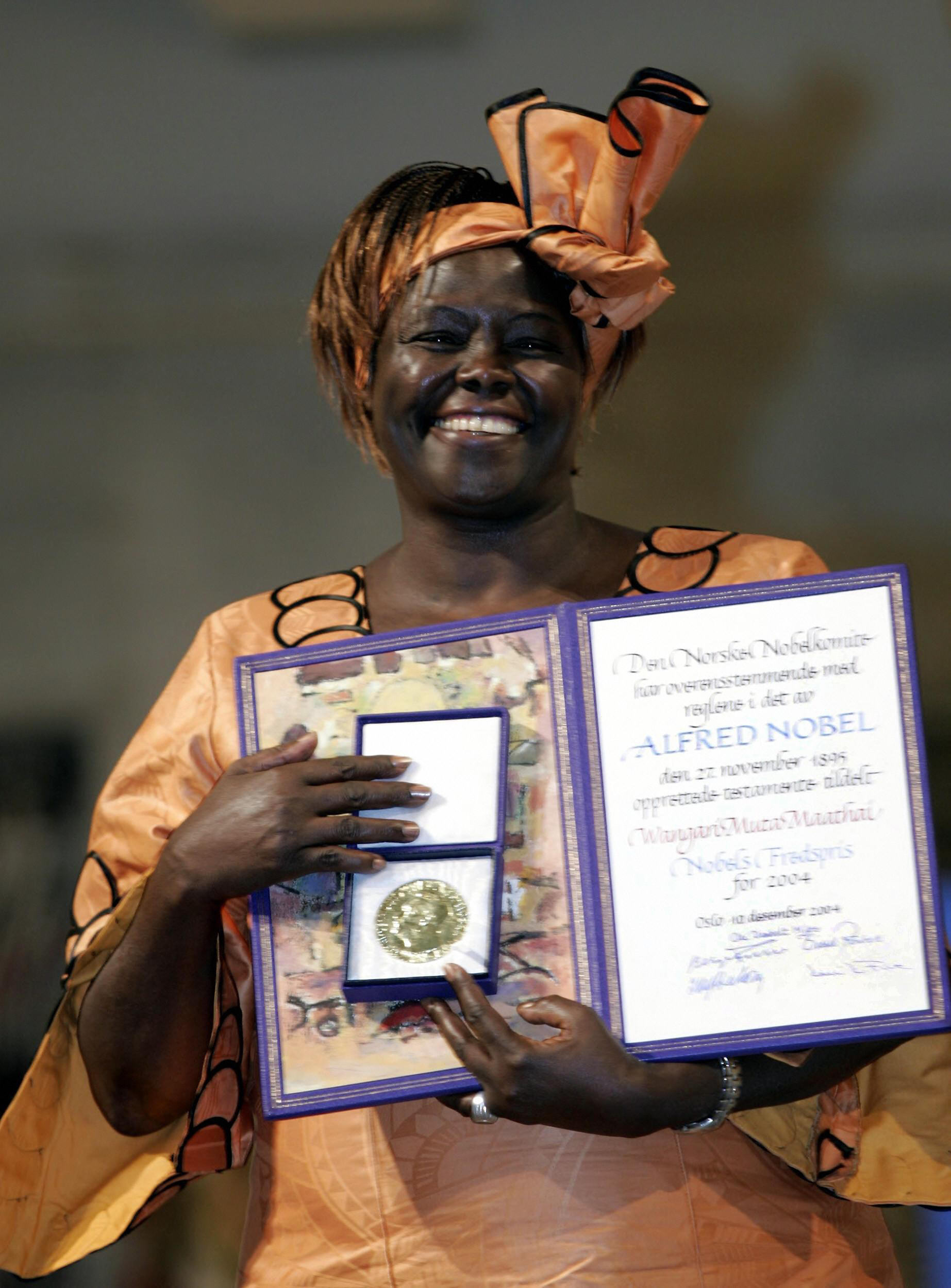 Wangari Muta Maathai, winner of the 2004 Nobel Peace Prize