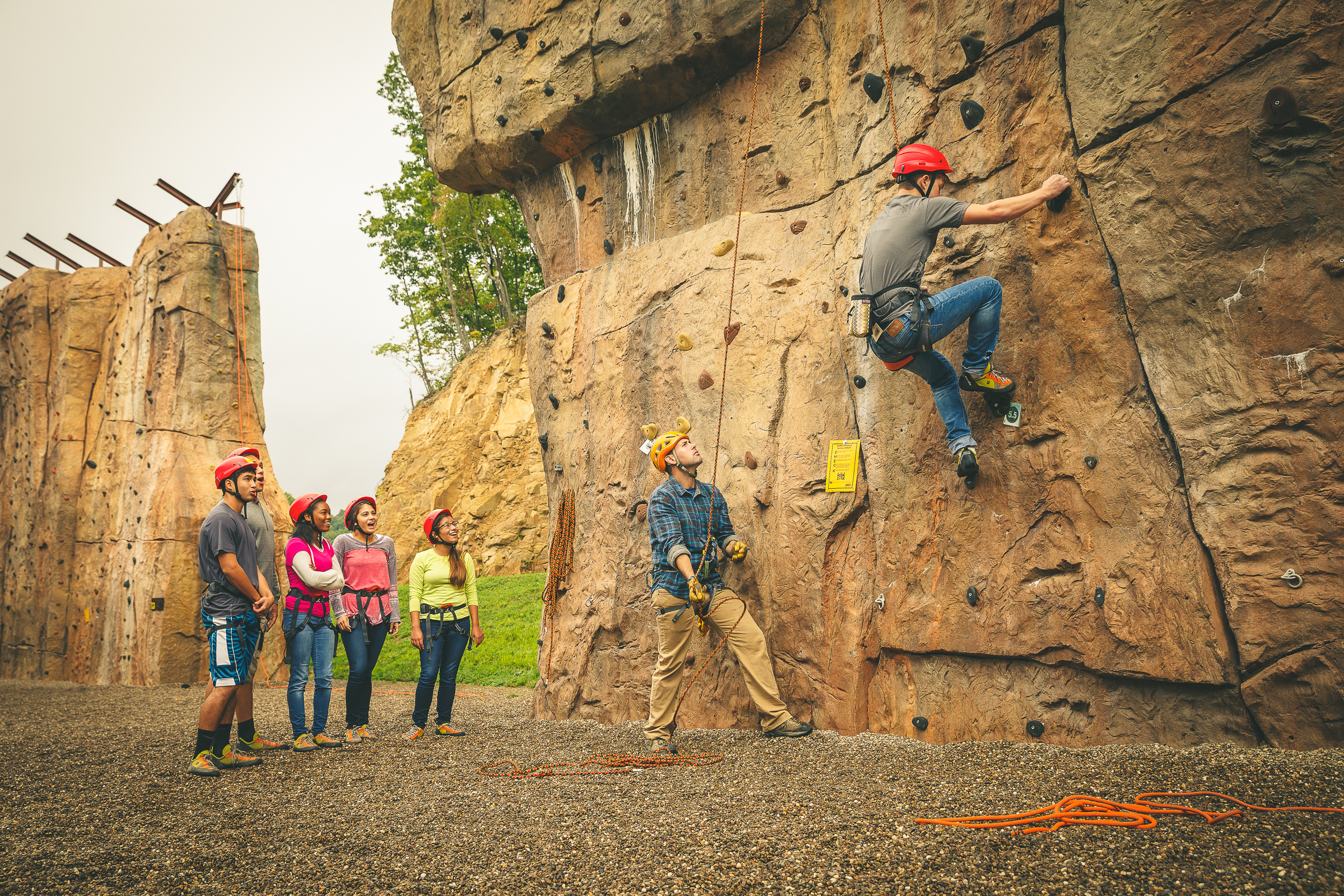 Boy Scouts of America Venturers rock climbing 