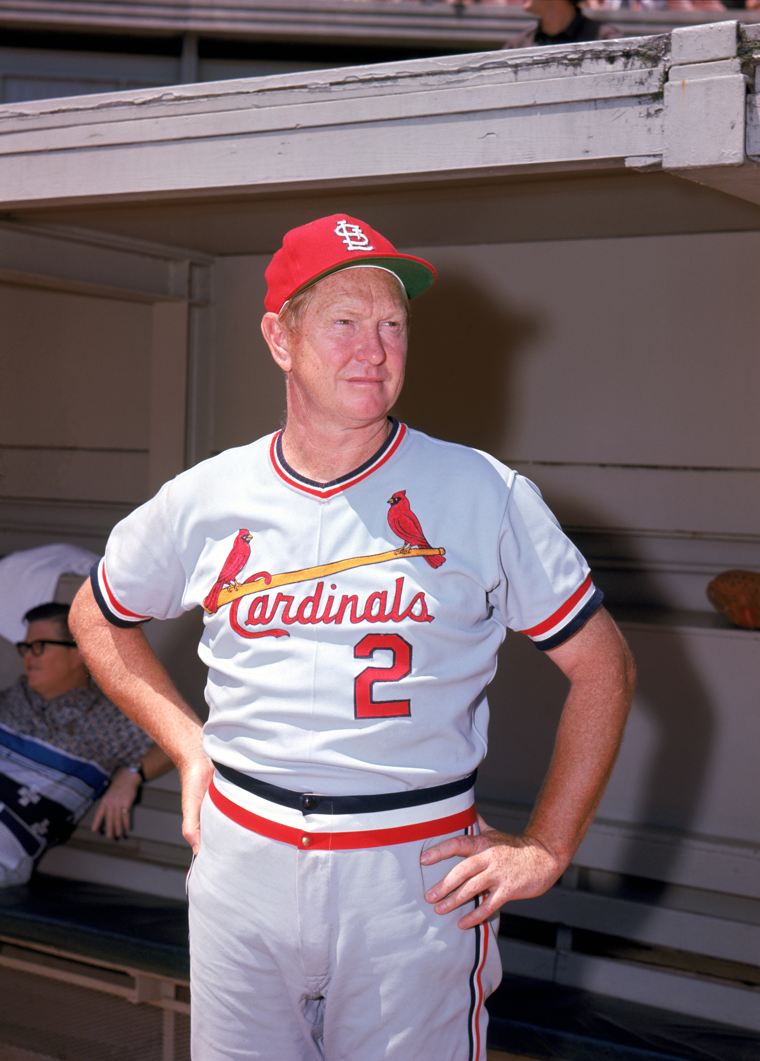 American baseball player Red Schoendienst when he was the manager of the St. Louis Cardinals