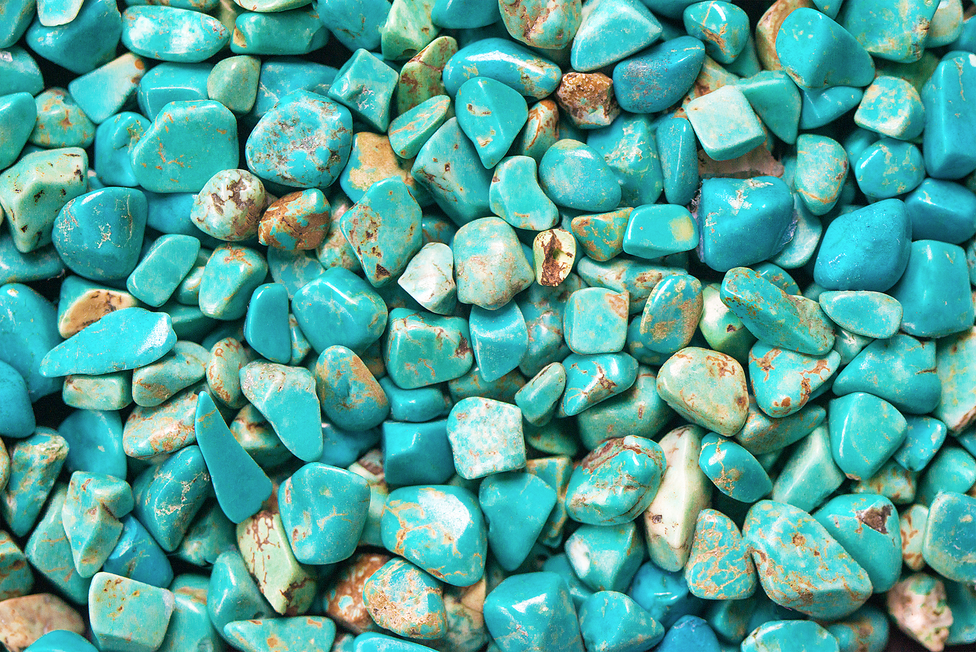 Polished turquoise stones