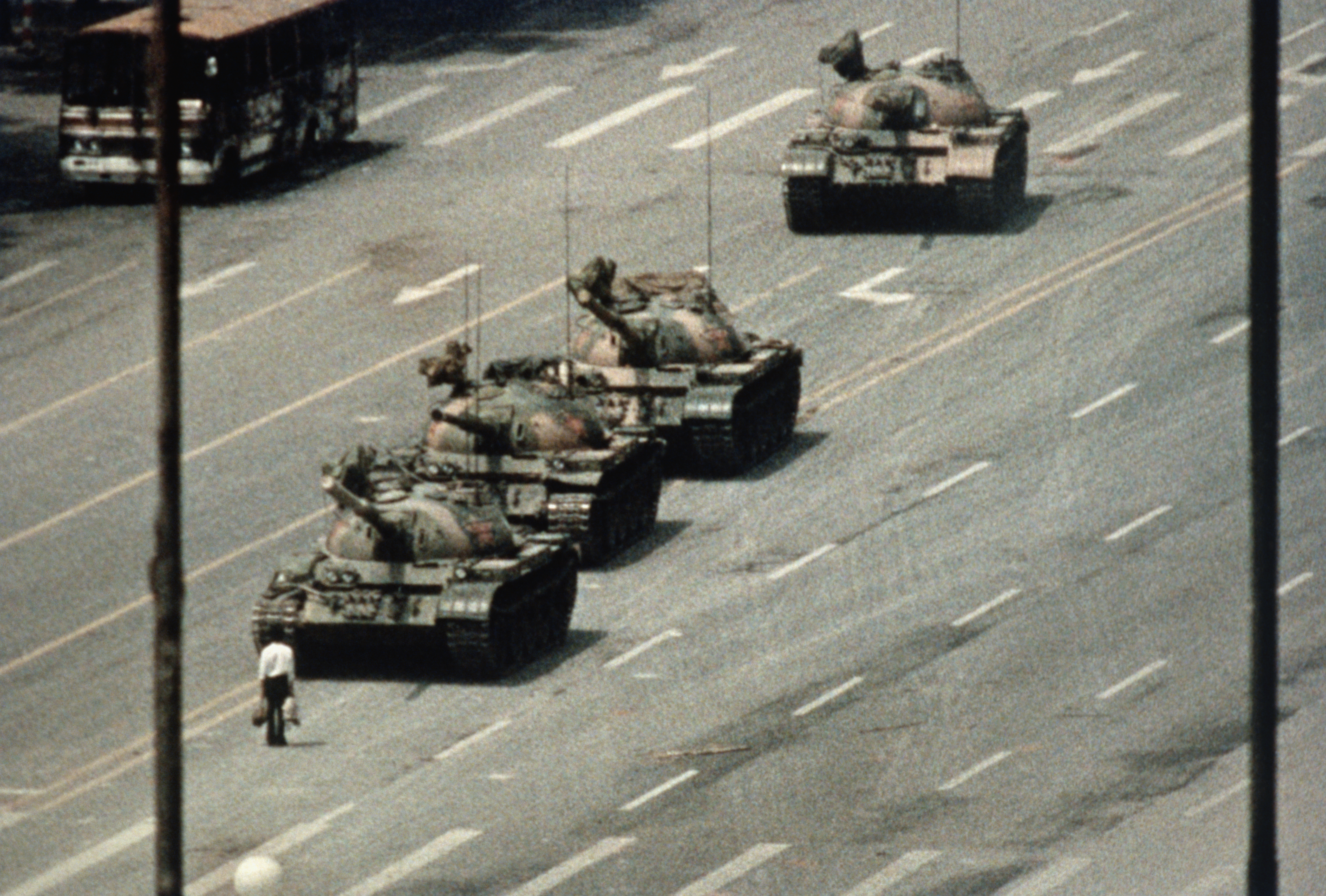 A protester at Tiananmen Square, Beijing, in 1989